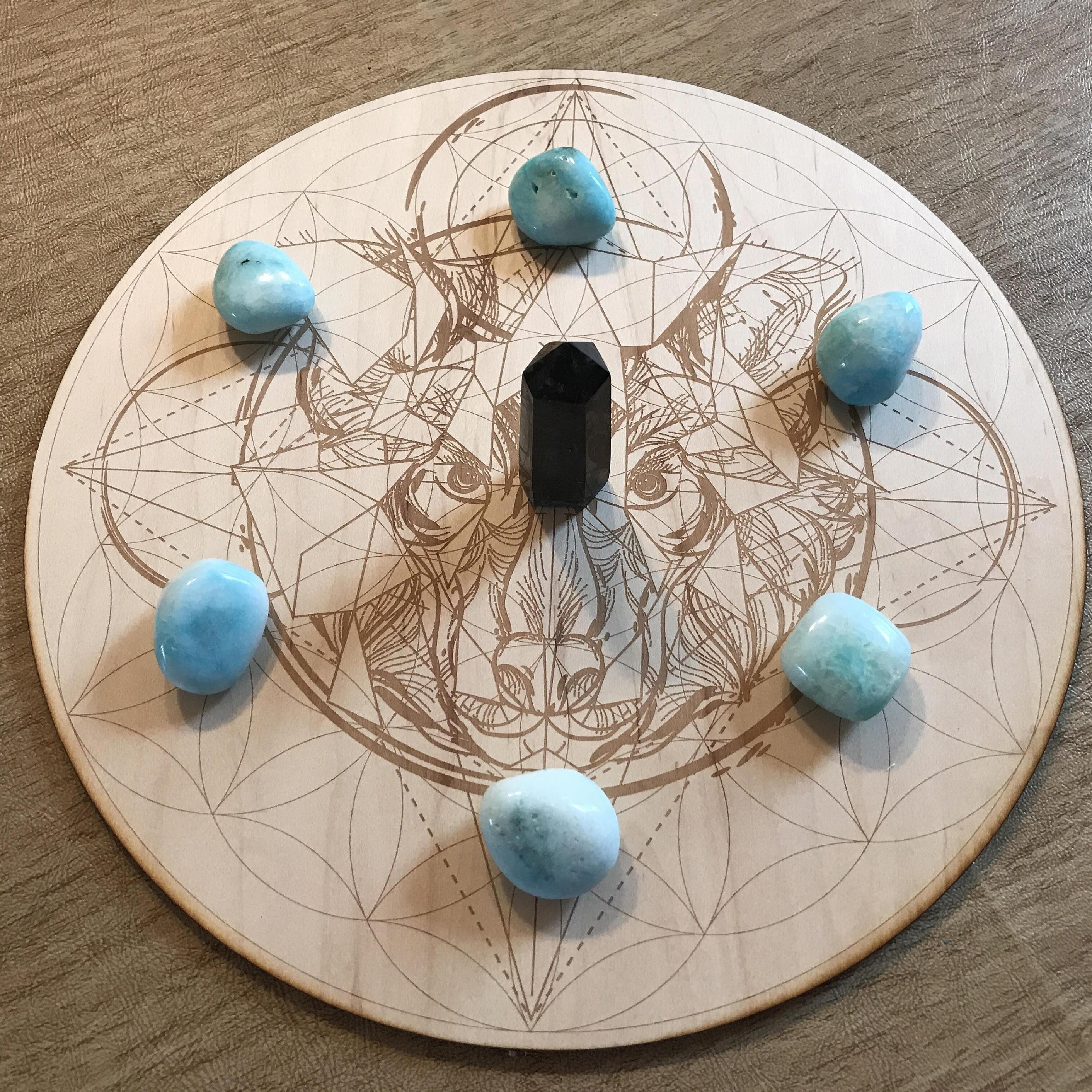 Wolf Flower of Life Crystal Grid