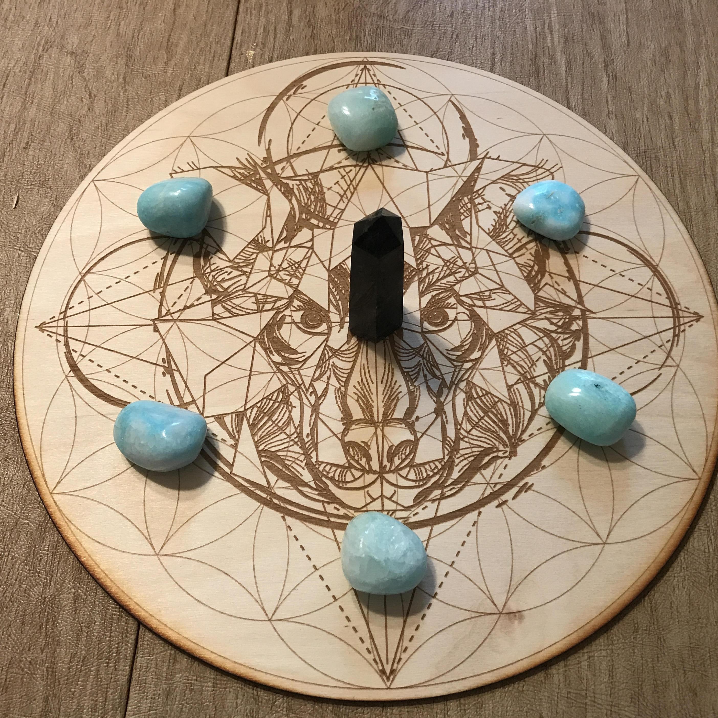 Wolf Flower of Life Crystal Grid