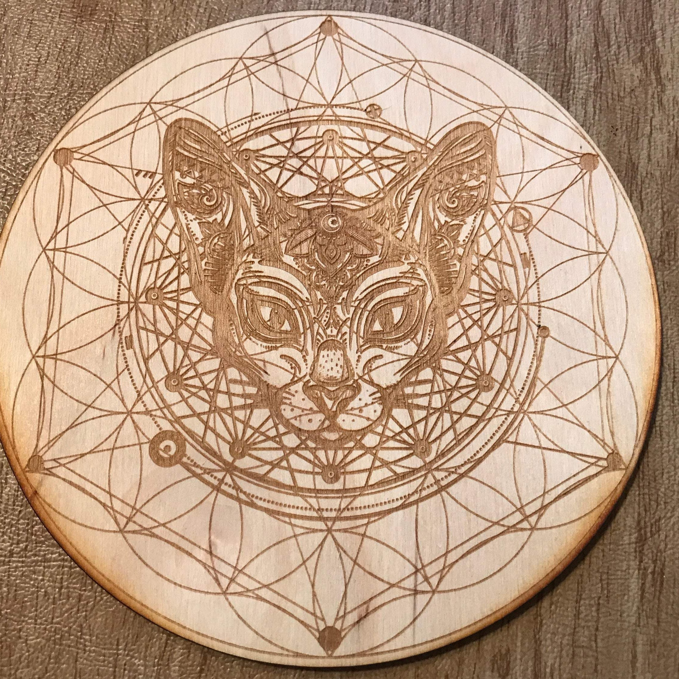 Cat Flower of Life Crystal Grid