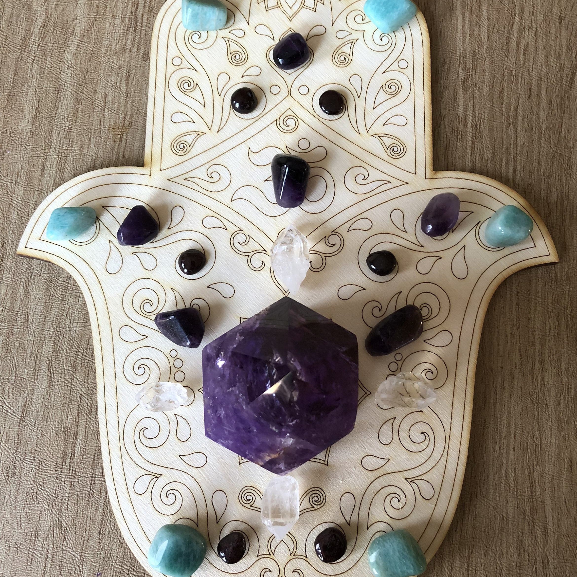 Hamsa Crystal Grid