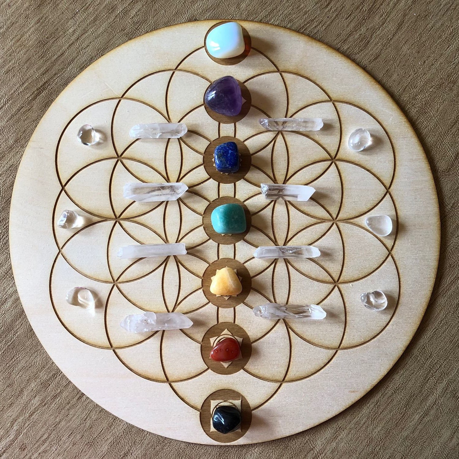 Flower of Life Chakras Crystal Grid