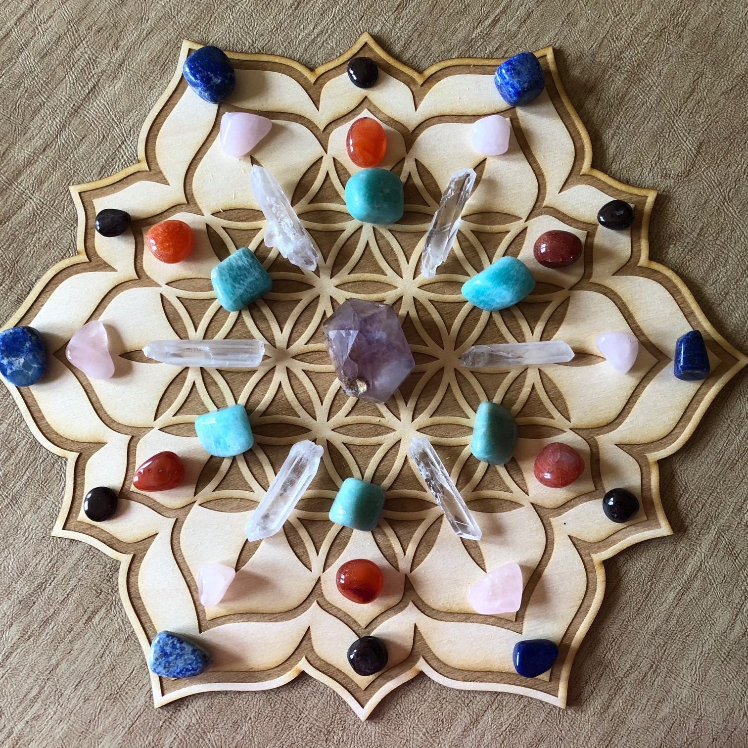 Flower of Life Lotus Crystal Grid