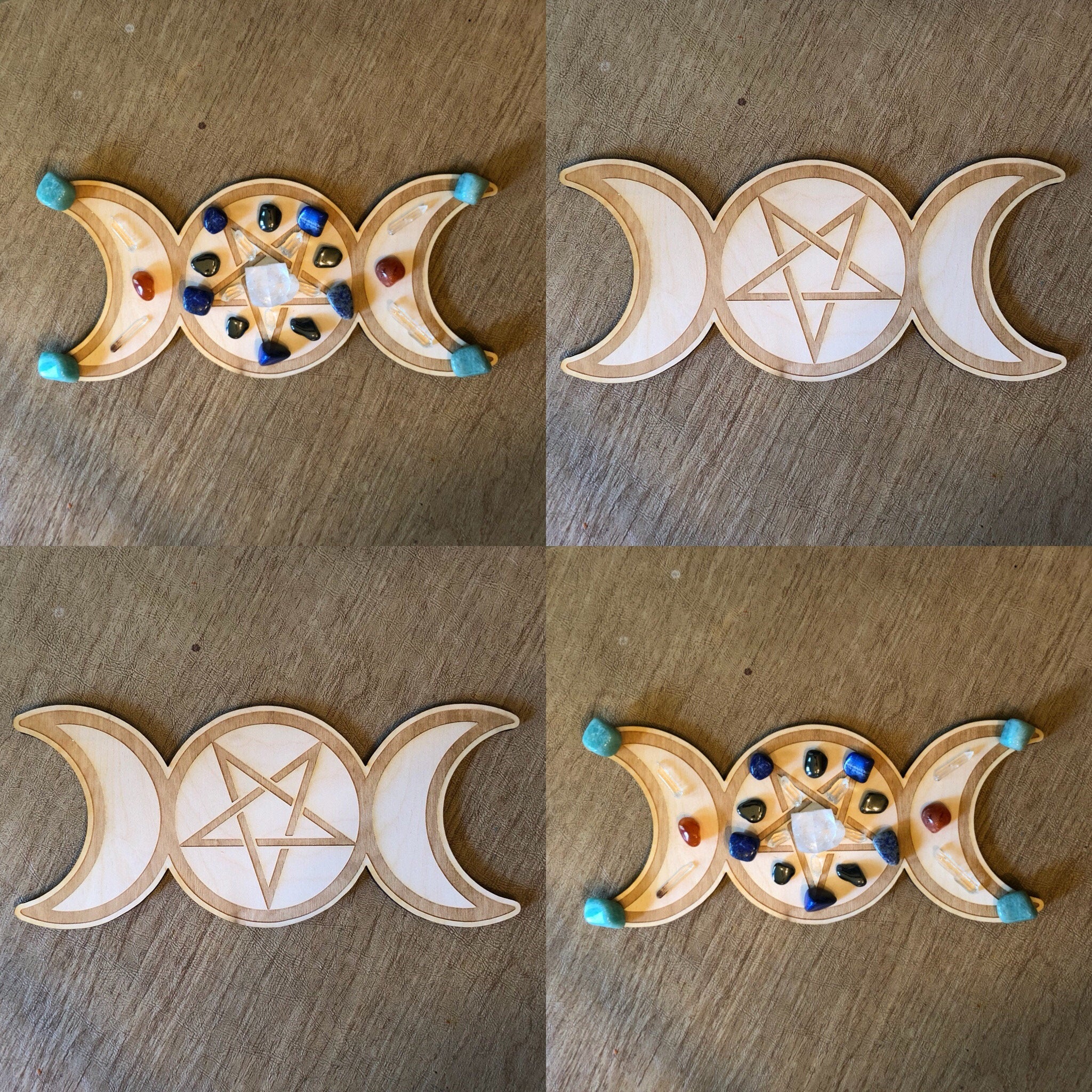 Triple Moon Pentagram Crystal Grid