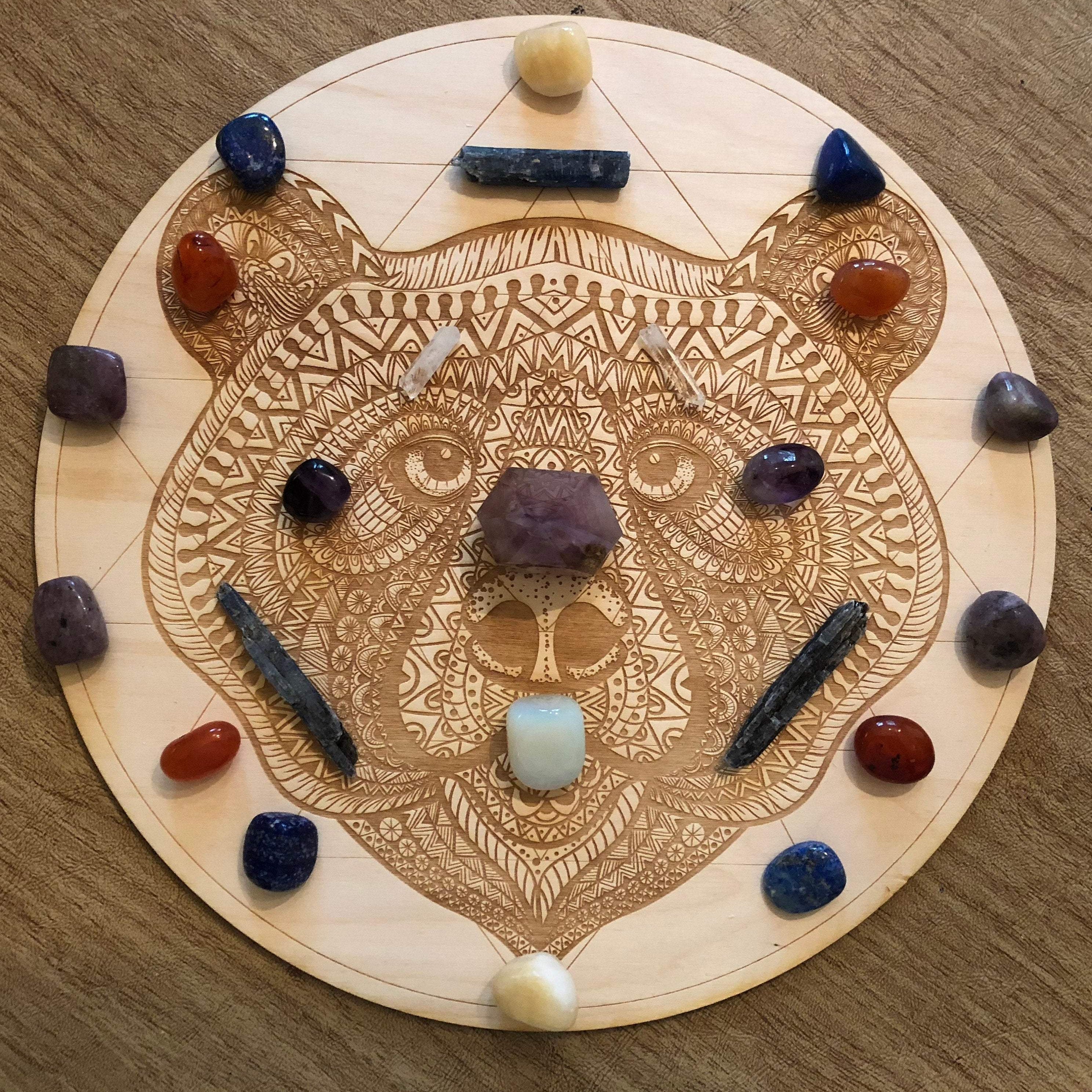Bear Sri Yantra Crystal Grid