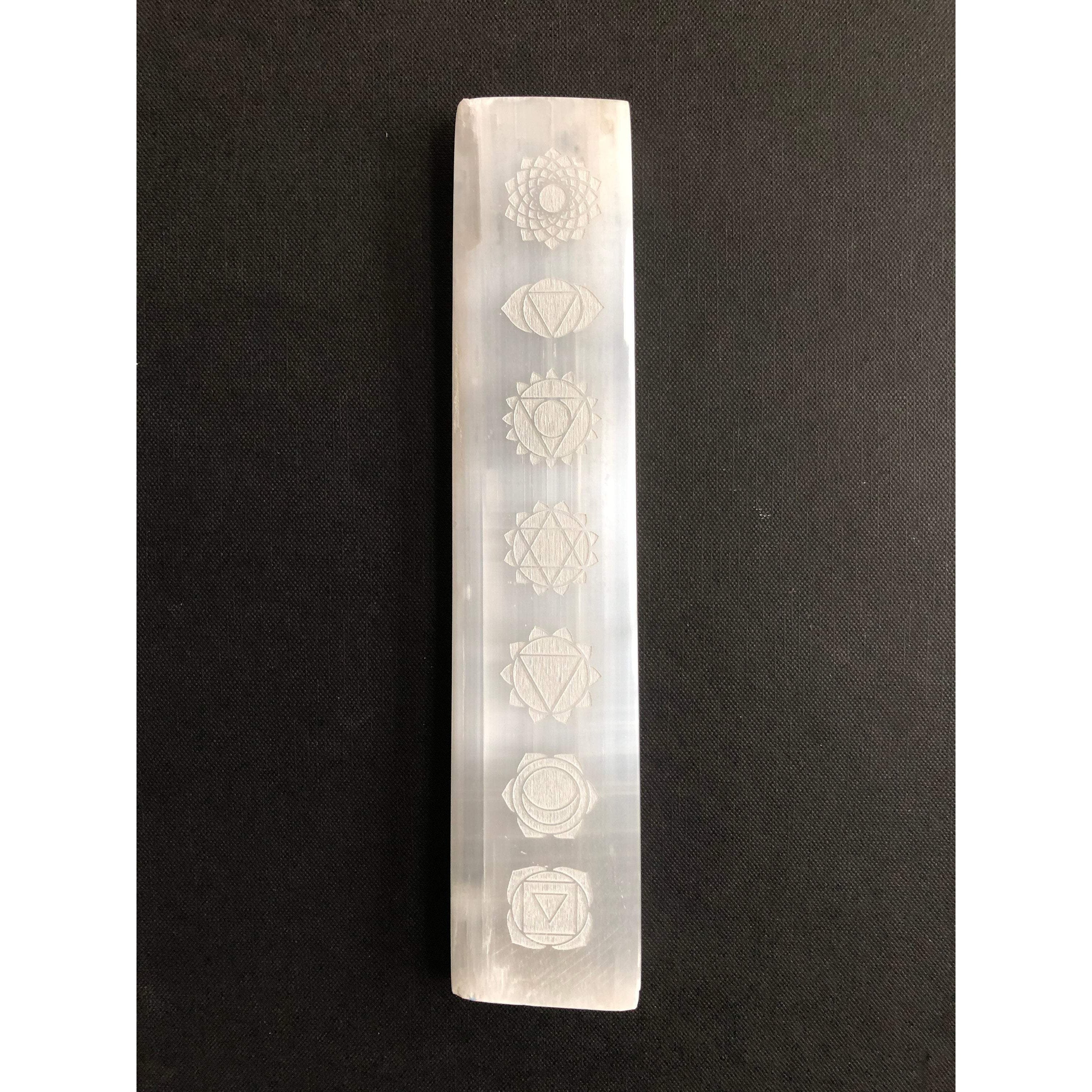 Selenite Laser Engraved Chakra Charging Platform