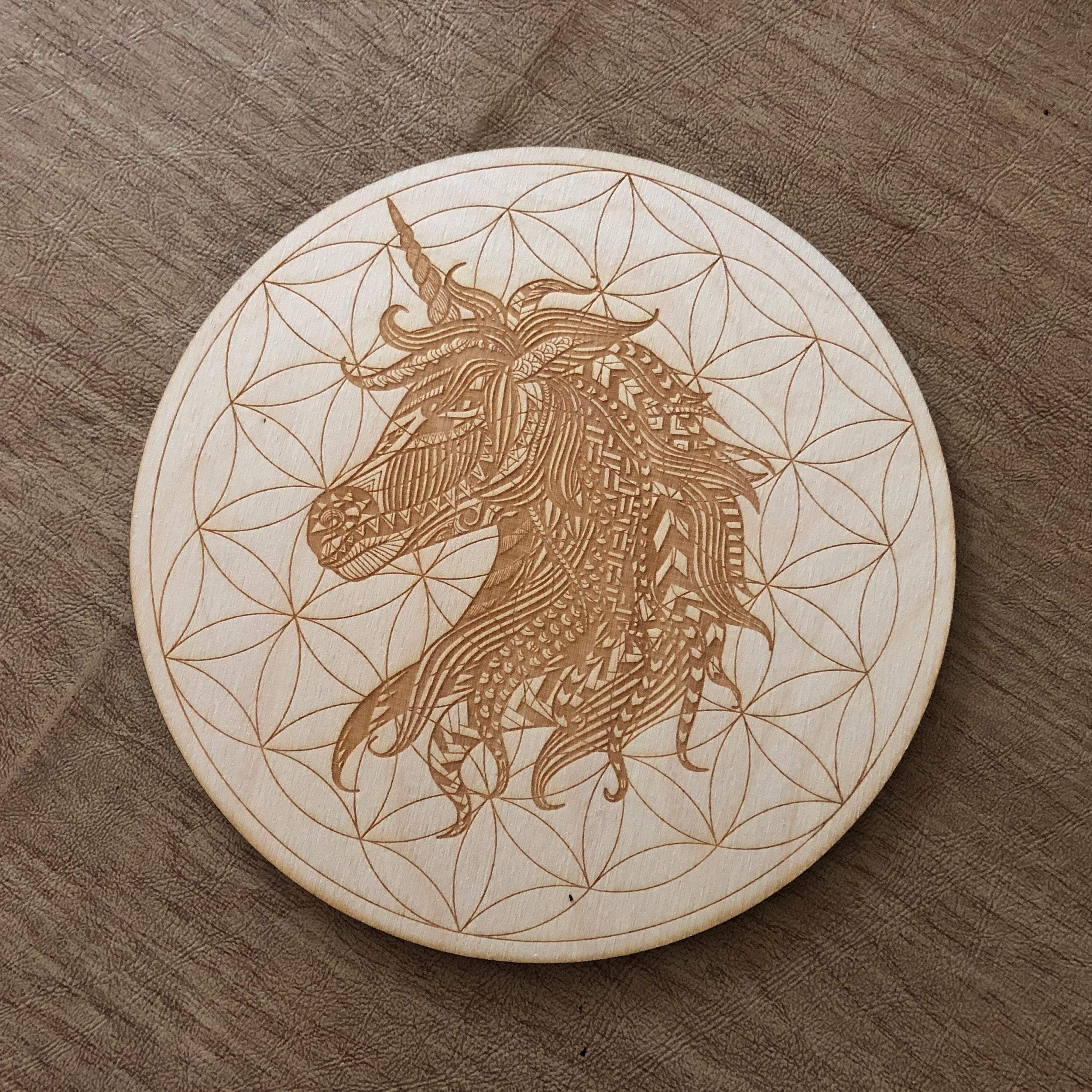 Unicorn Flower of Life Crystal Grid