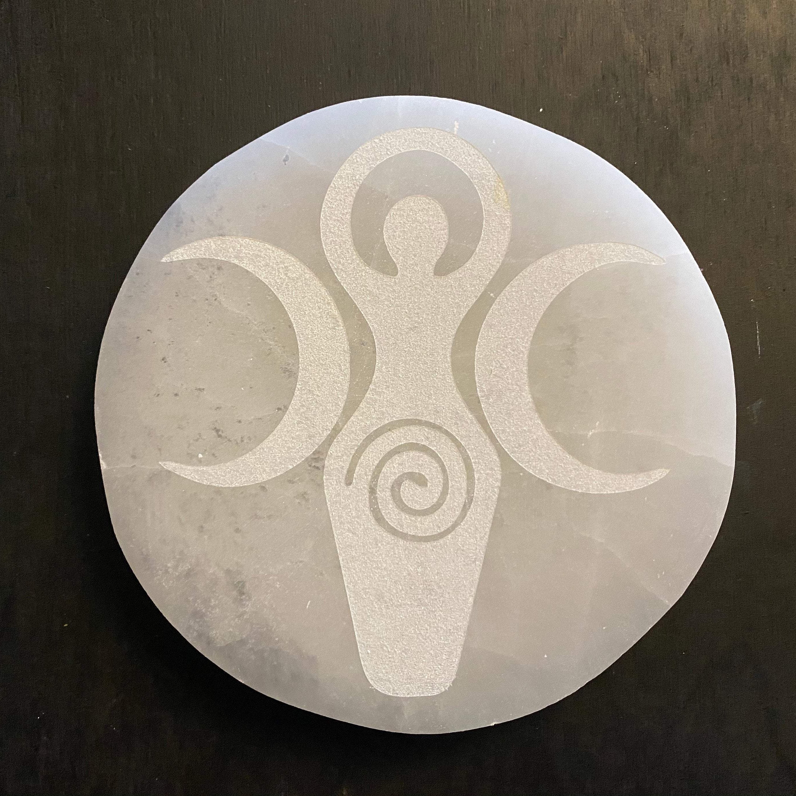 Selenite Laser Engraved Charging Platform Goddess Moon