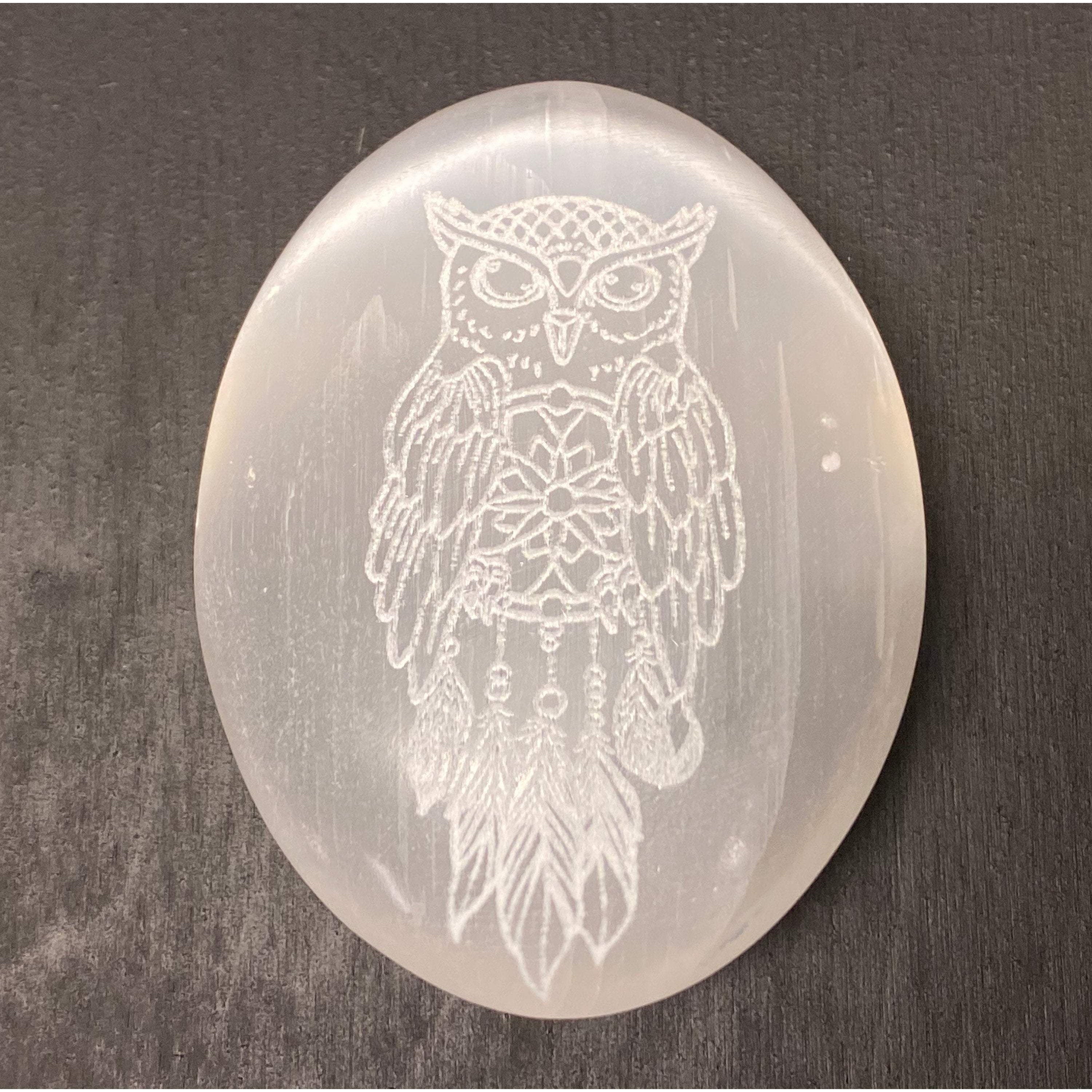 Owl Selenite Palmstone