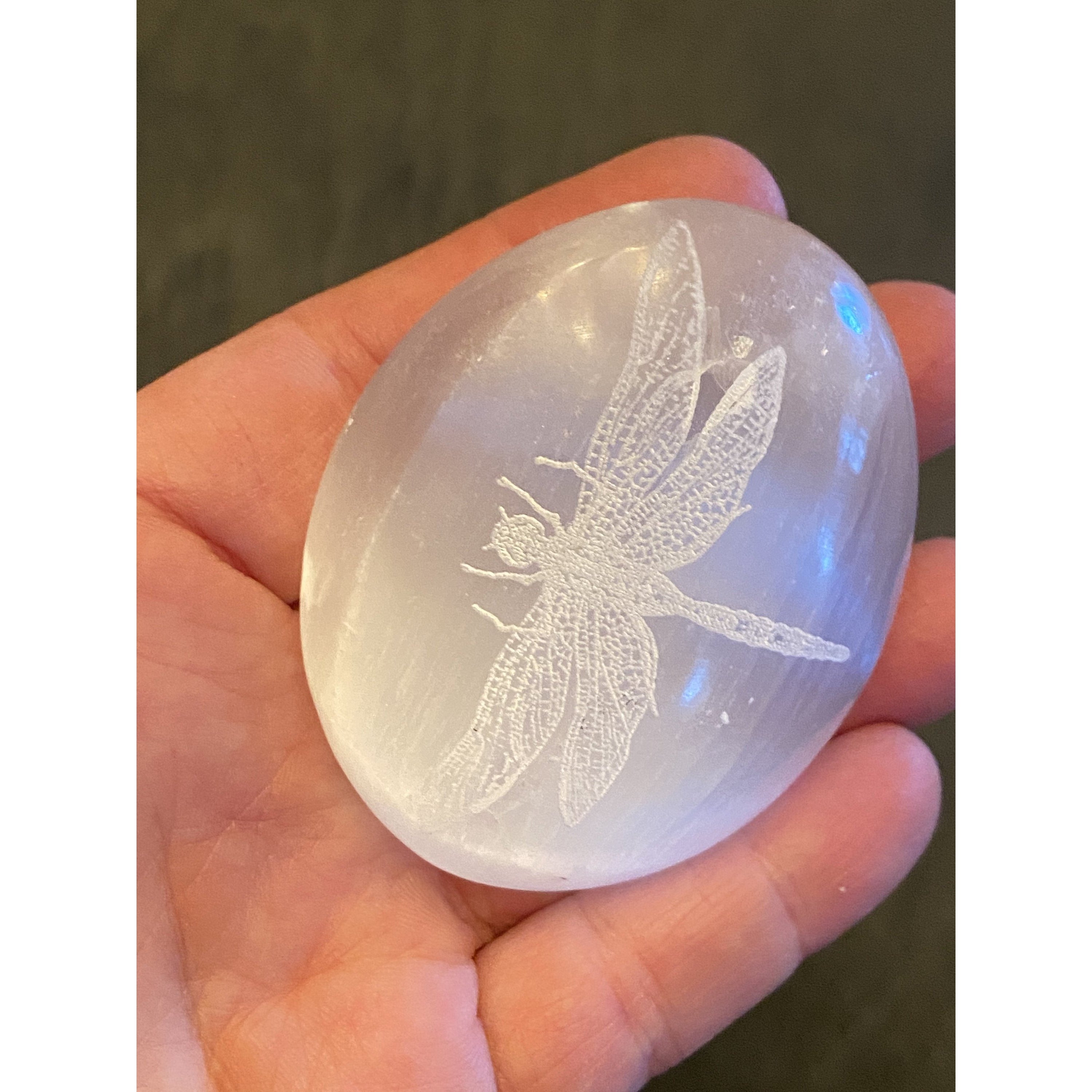 Dragonfly Selenite Palmstone