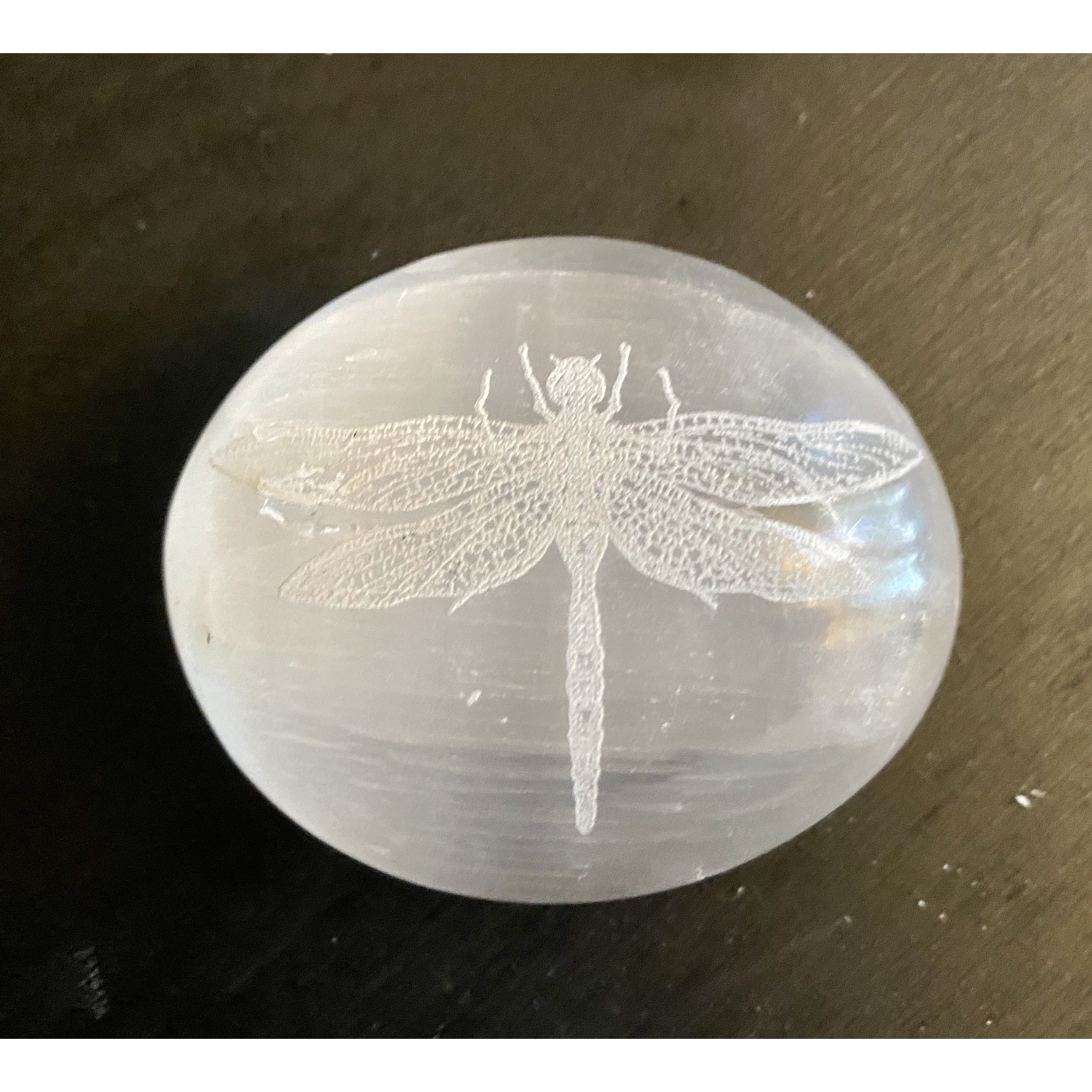 Dragonfly Selenite Palmstone
