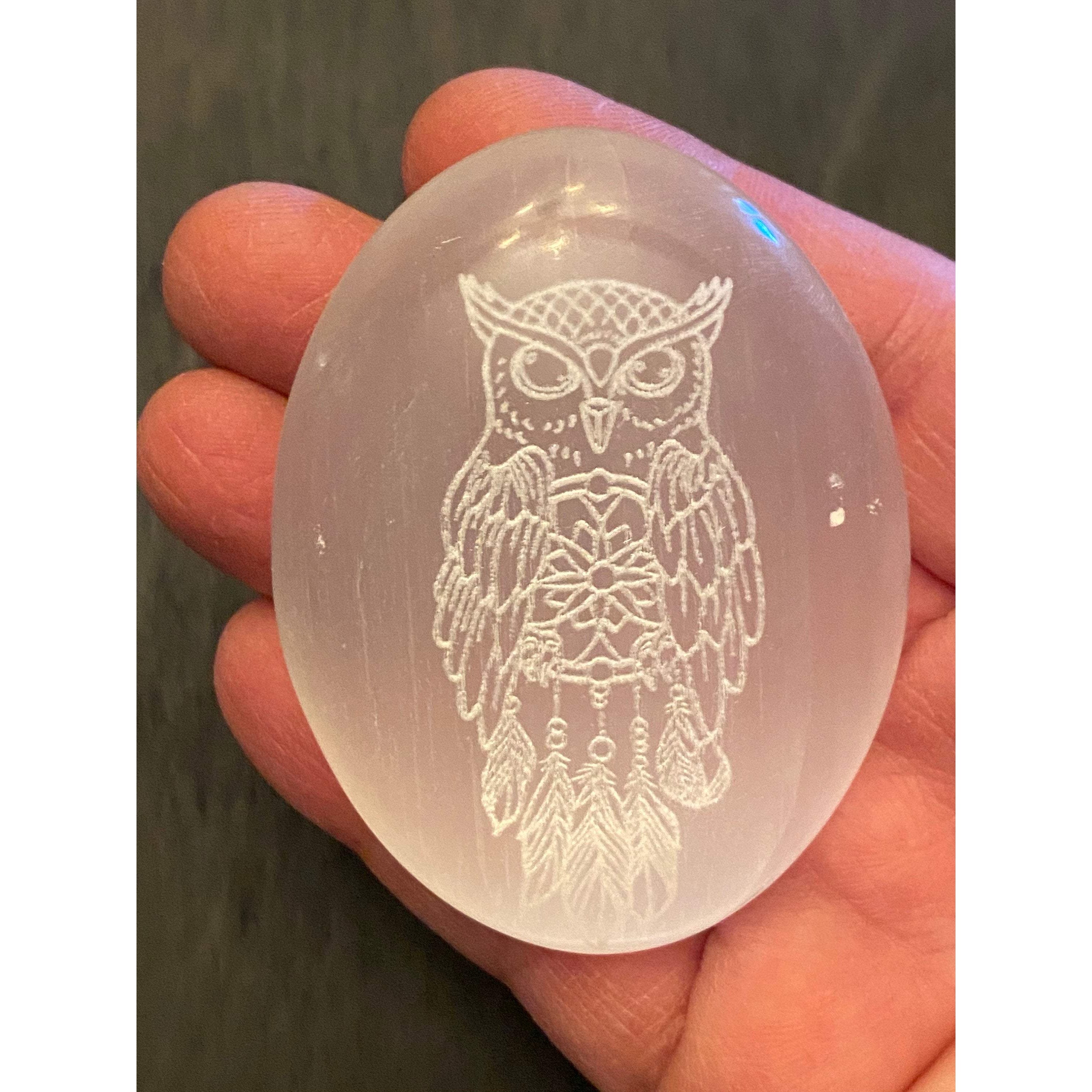 Owl Selenite Palmstone