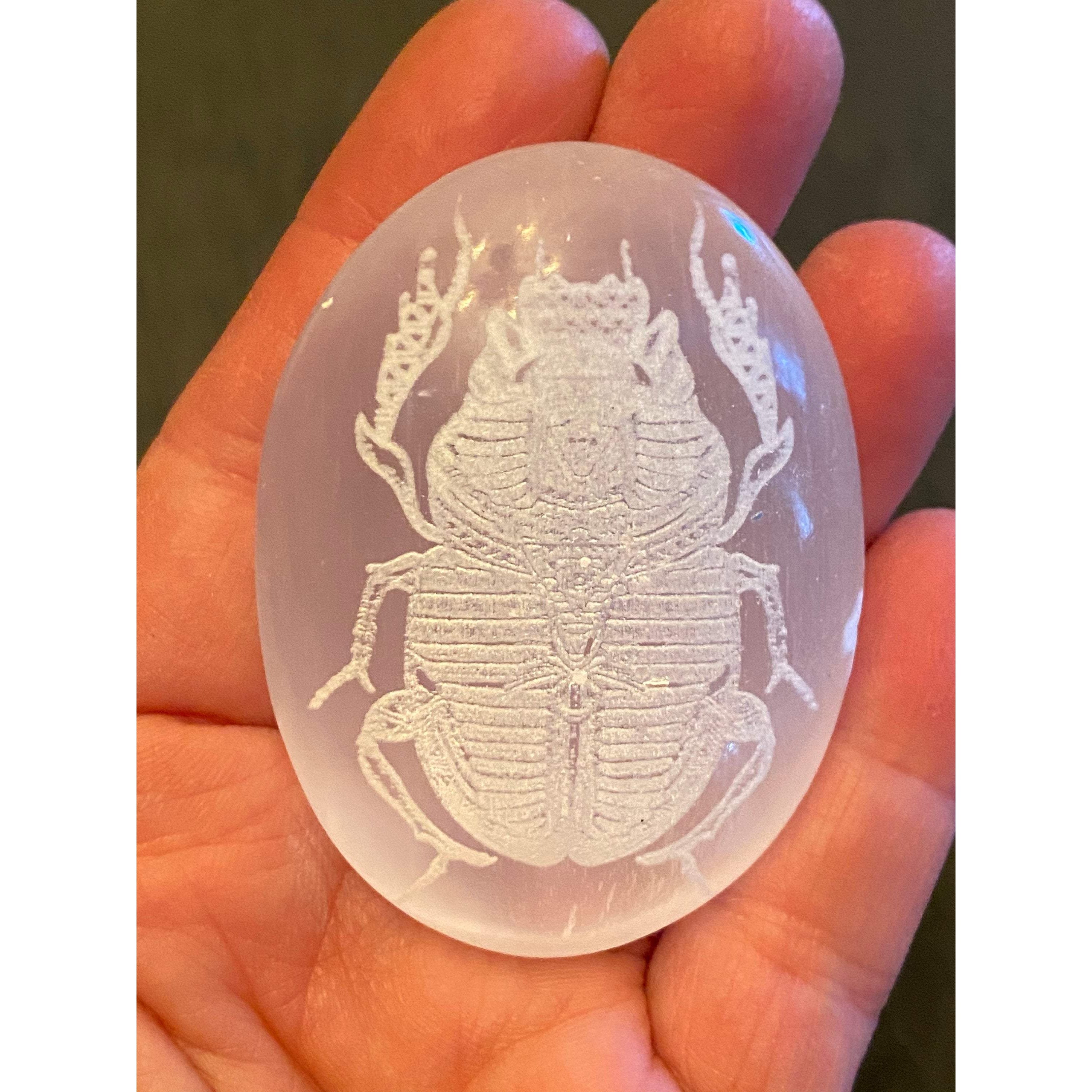 Scarab Selenite Palmstone