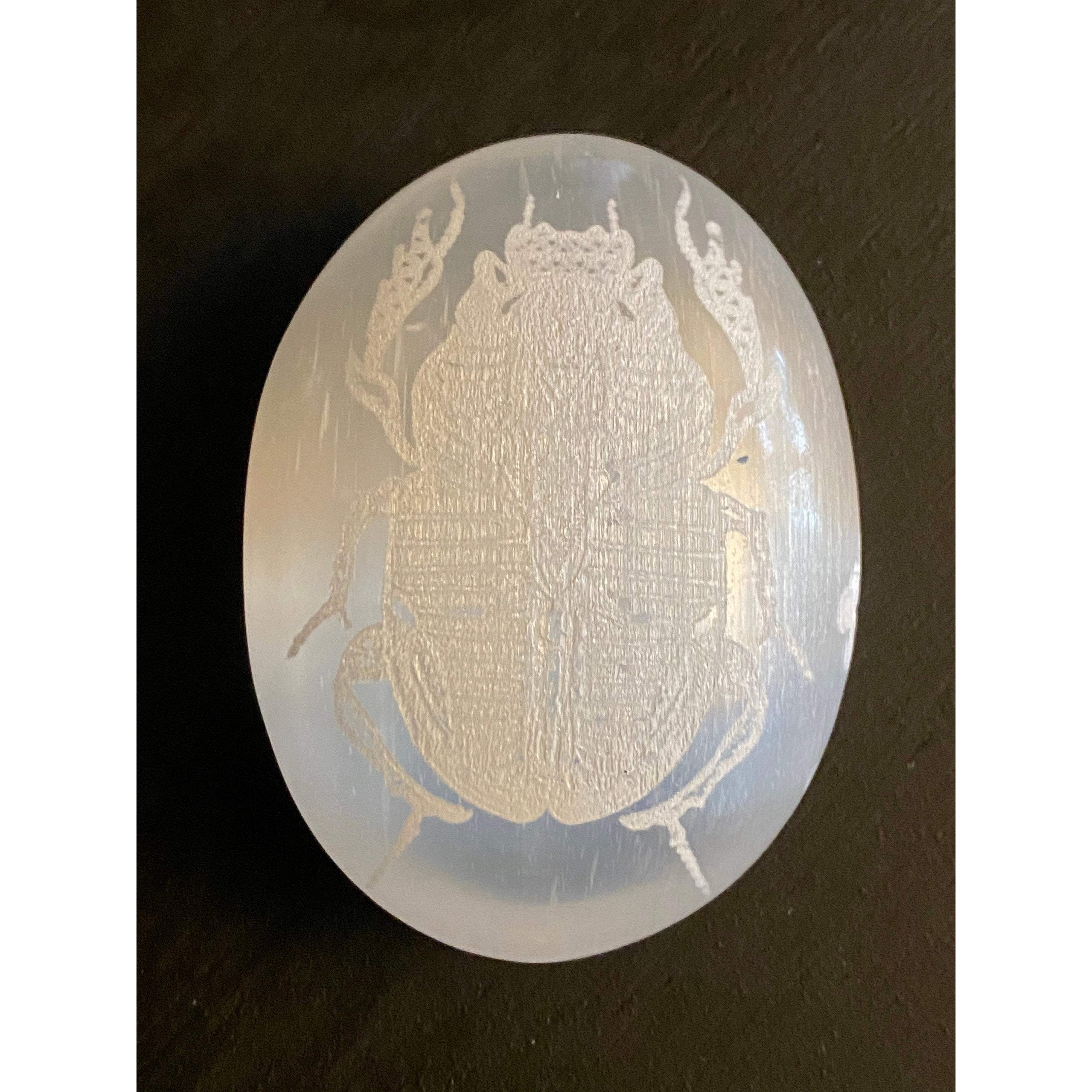 Scarab Selenite Palmstone