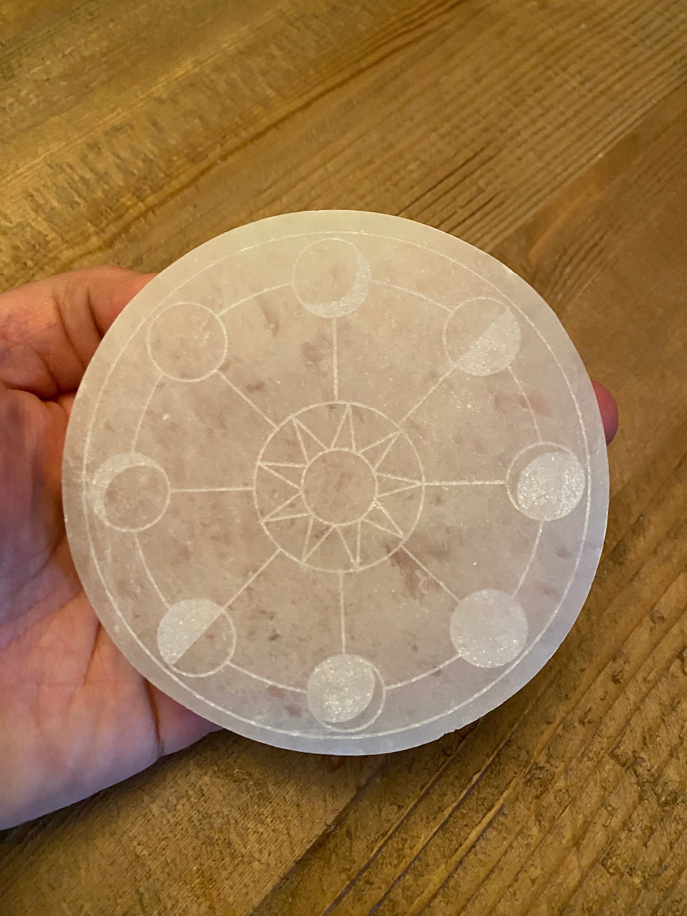 Moon Phase Selenite Charging Platform Disk