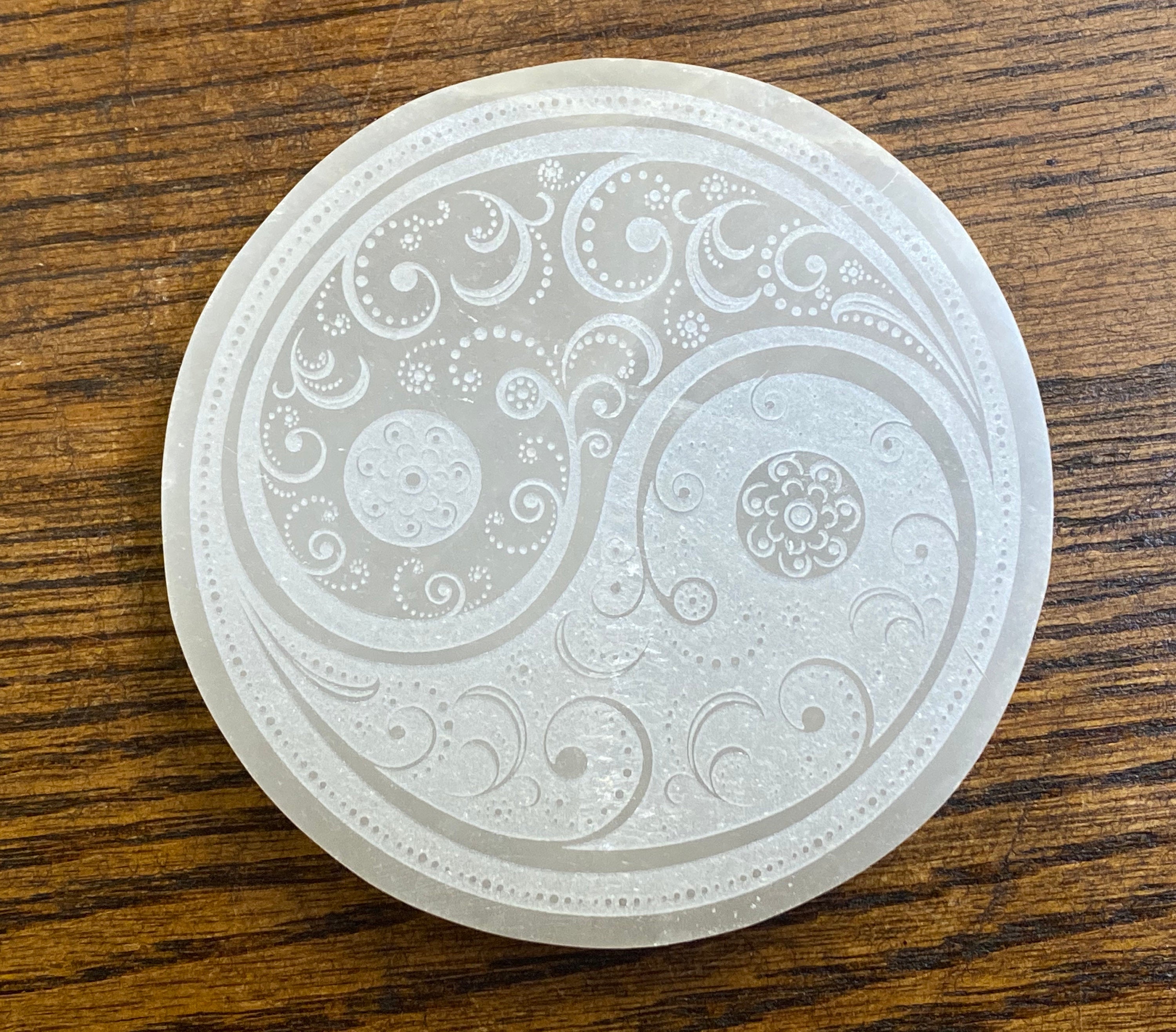 Yin Yang Selenite Charging Platform Disk