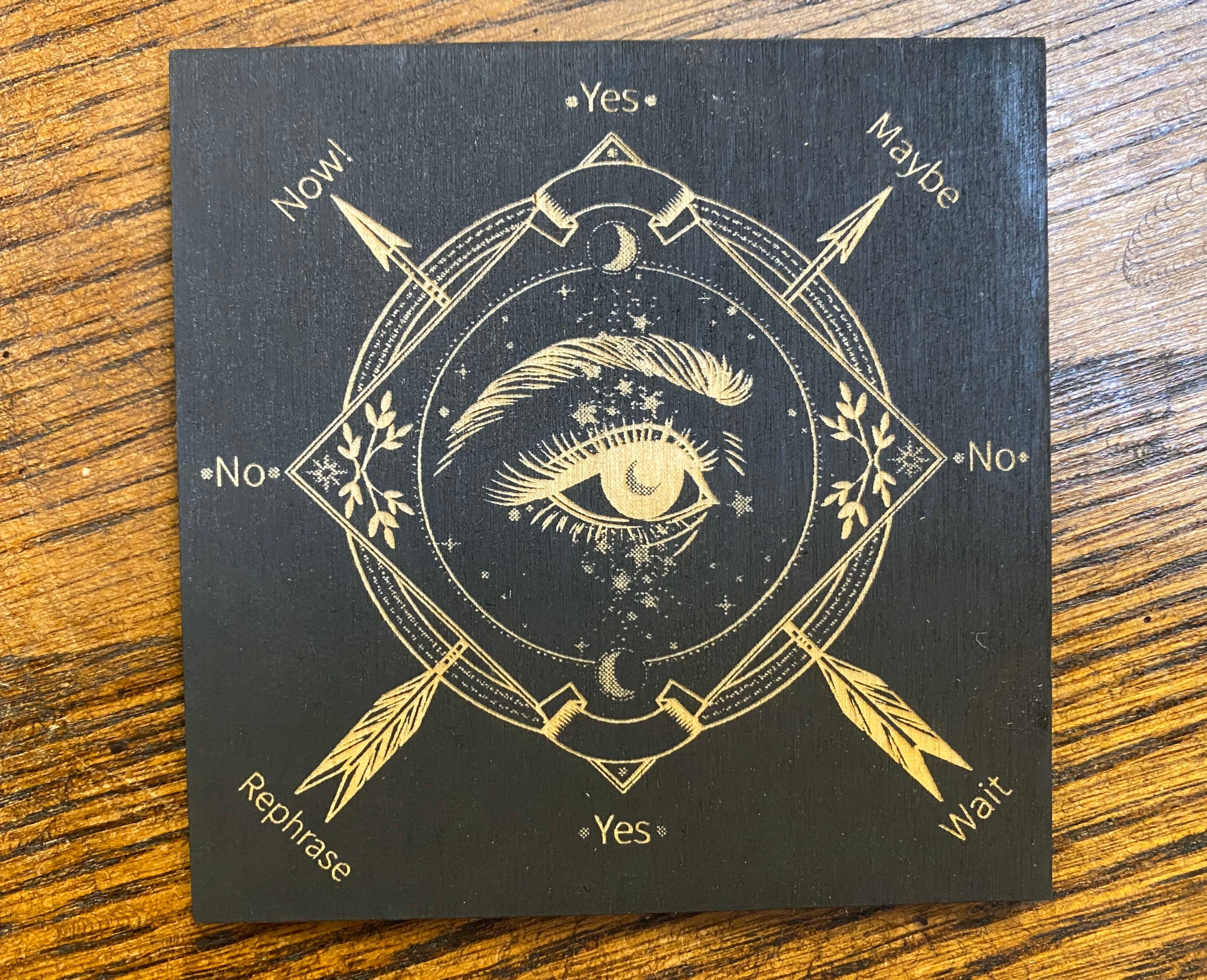 Wood Engraved Pendulum Board #3 Crystal Grid