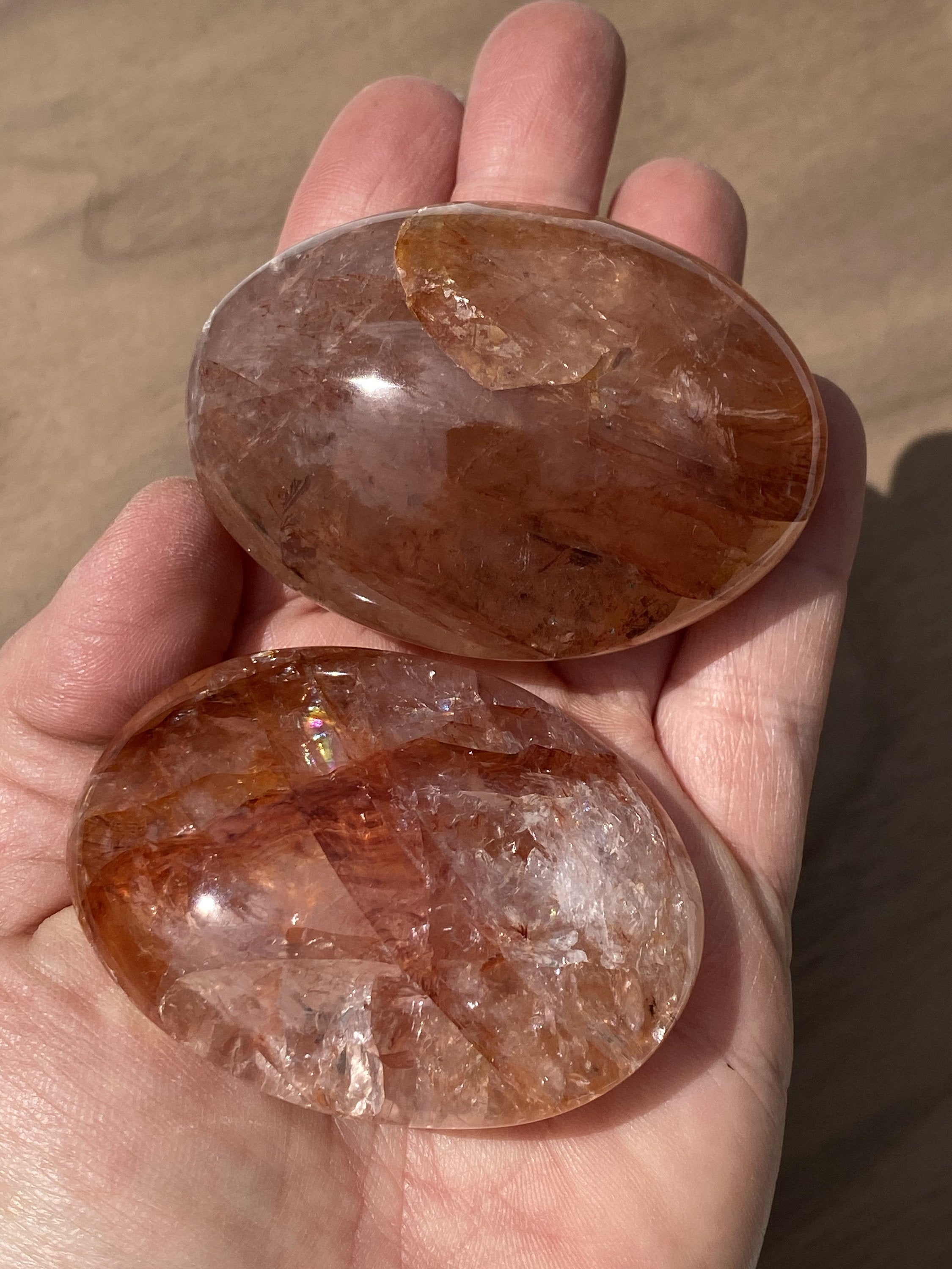 Natural Hematoid Quartz  PALM STONE