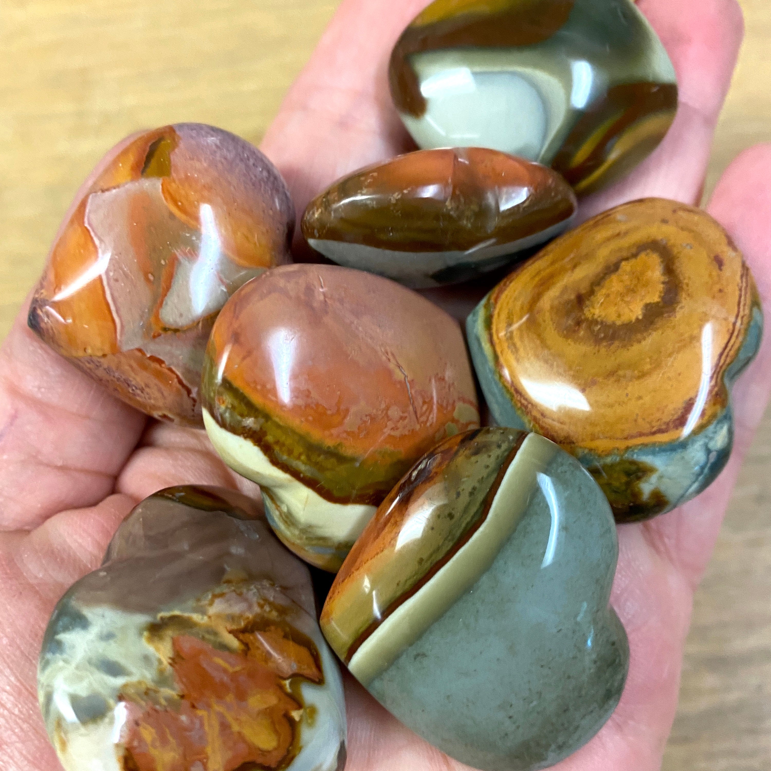 Polychrome Jasper HEARTS 3 to 4  Centimeters - Desert Jasper - Fortune Crystal - Fortune Stone - Healing Crystals and Stones