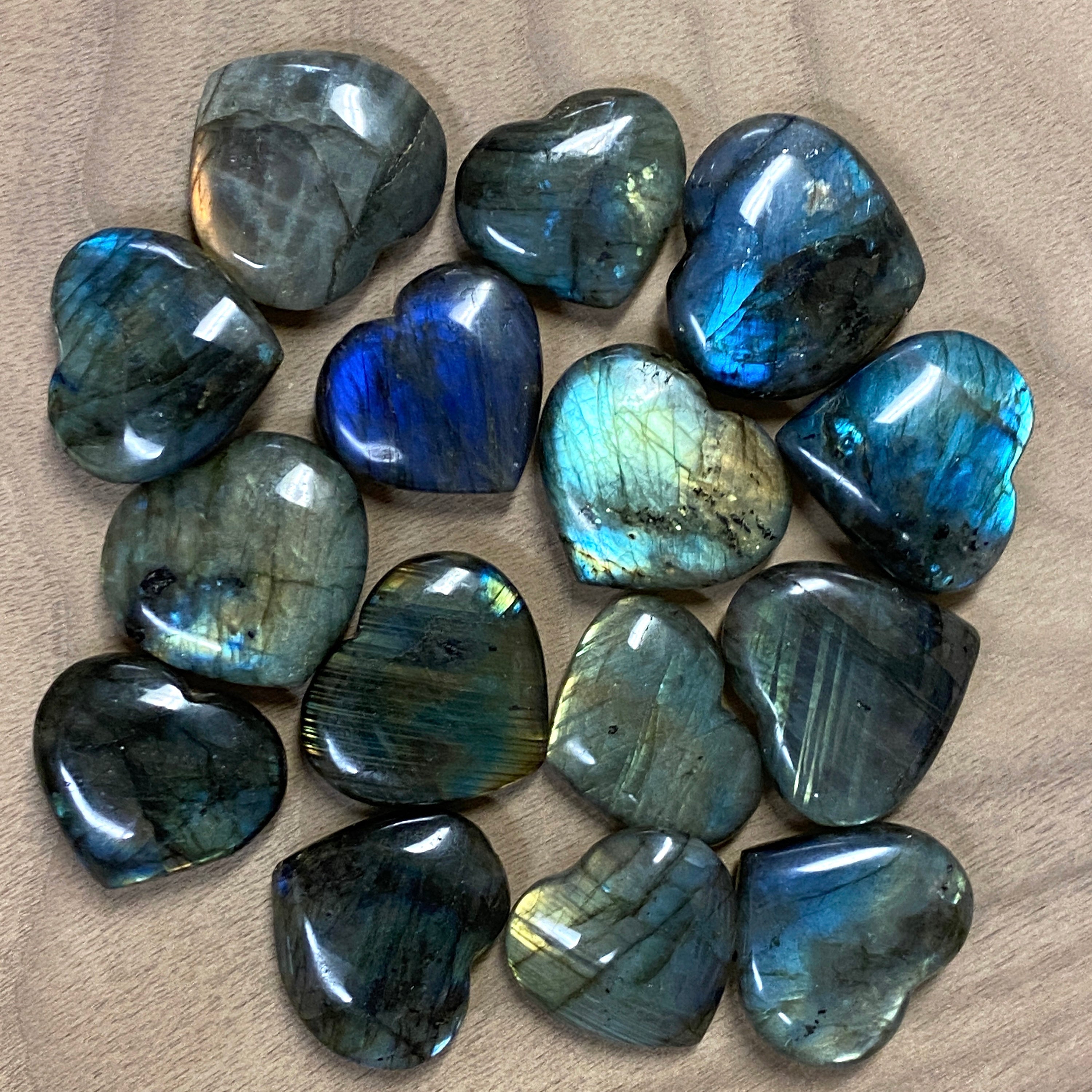 Labradorite HEARTS from Madagascar - 3 to 4 Centimeters - Crystal Hearts - Third Eye Stone - Healing Crystals  Healing Stones