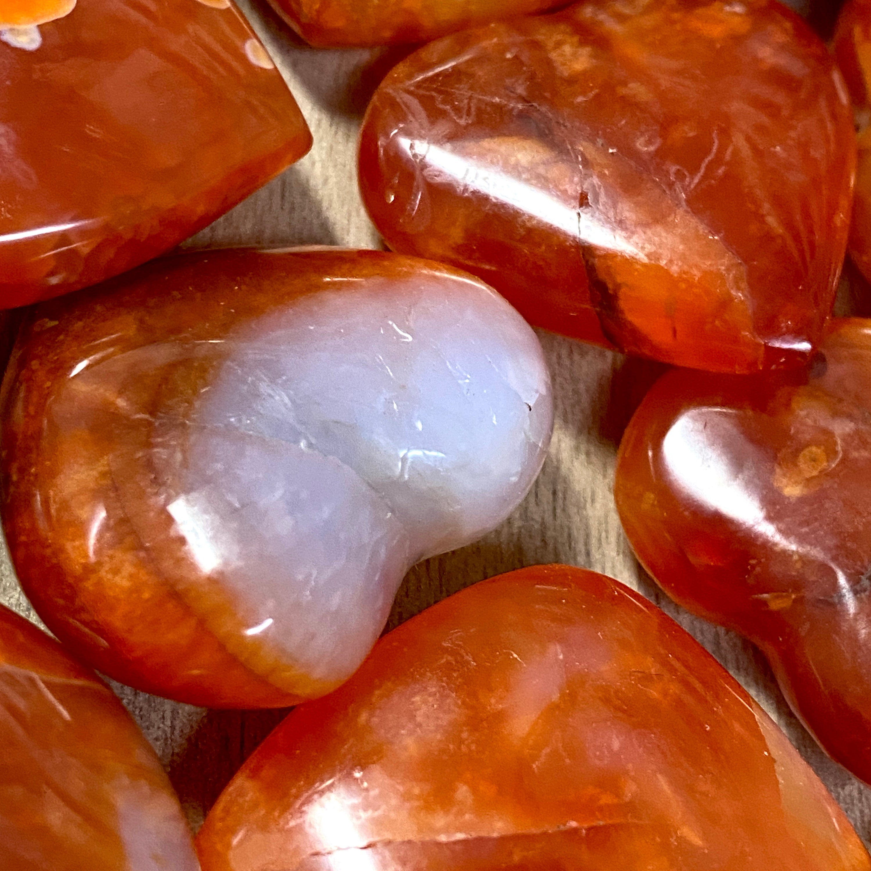 Carnelian HEARTS Madagascar - 2 to 4 Centimeters Carnelian Hearts -  Root Chakra Crystal - Sacral Chakra Stone - Healing Crystals and stones