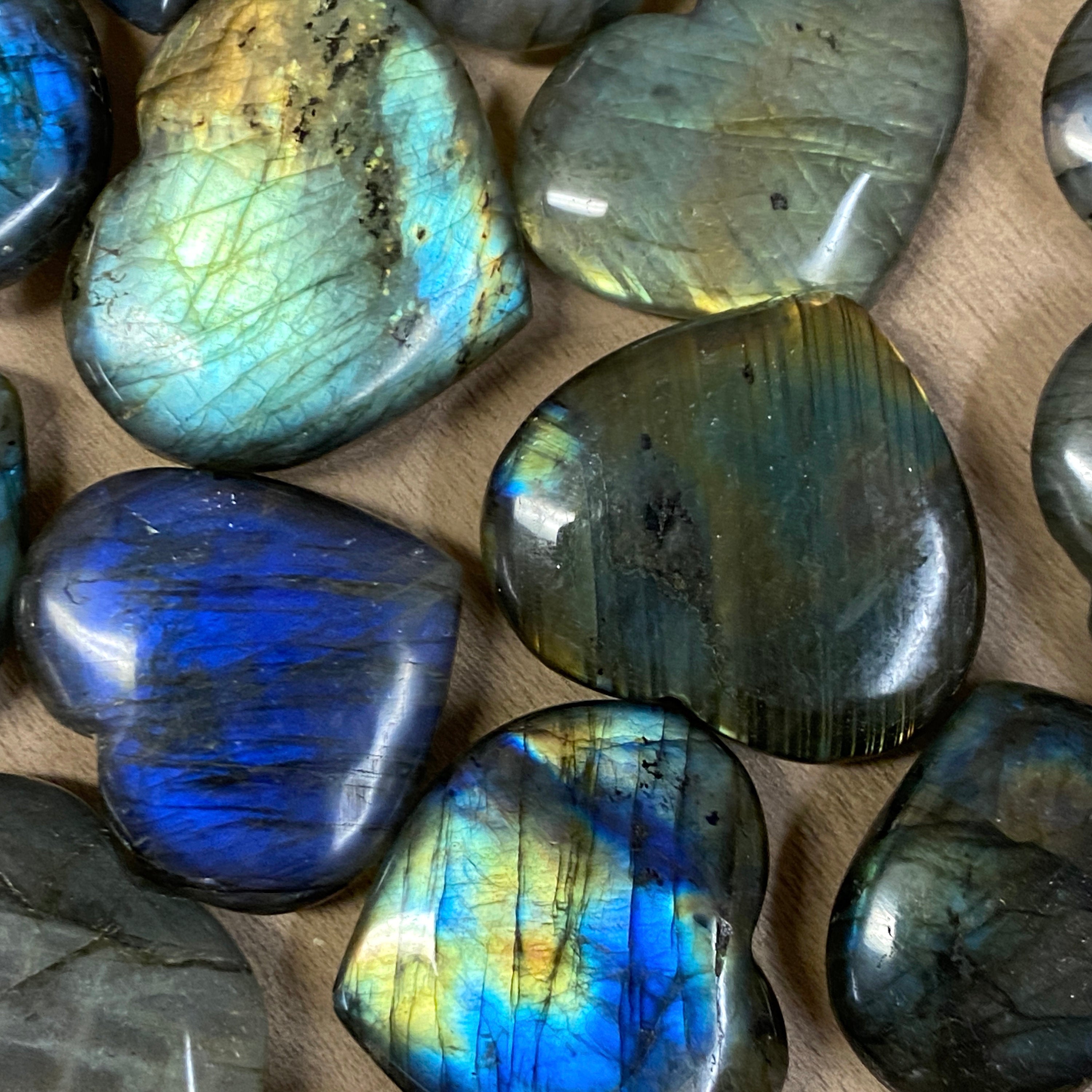 Labradorite HEARTS from Madagascar - 3 to 4 Centimeters - Crystal Hearts - Third Eye Stone - Healing Crystals  Healing Stones