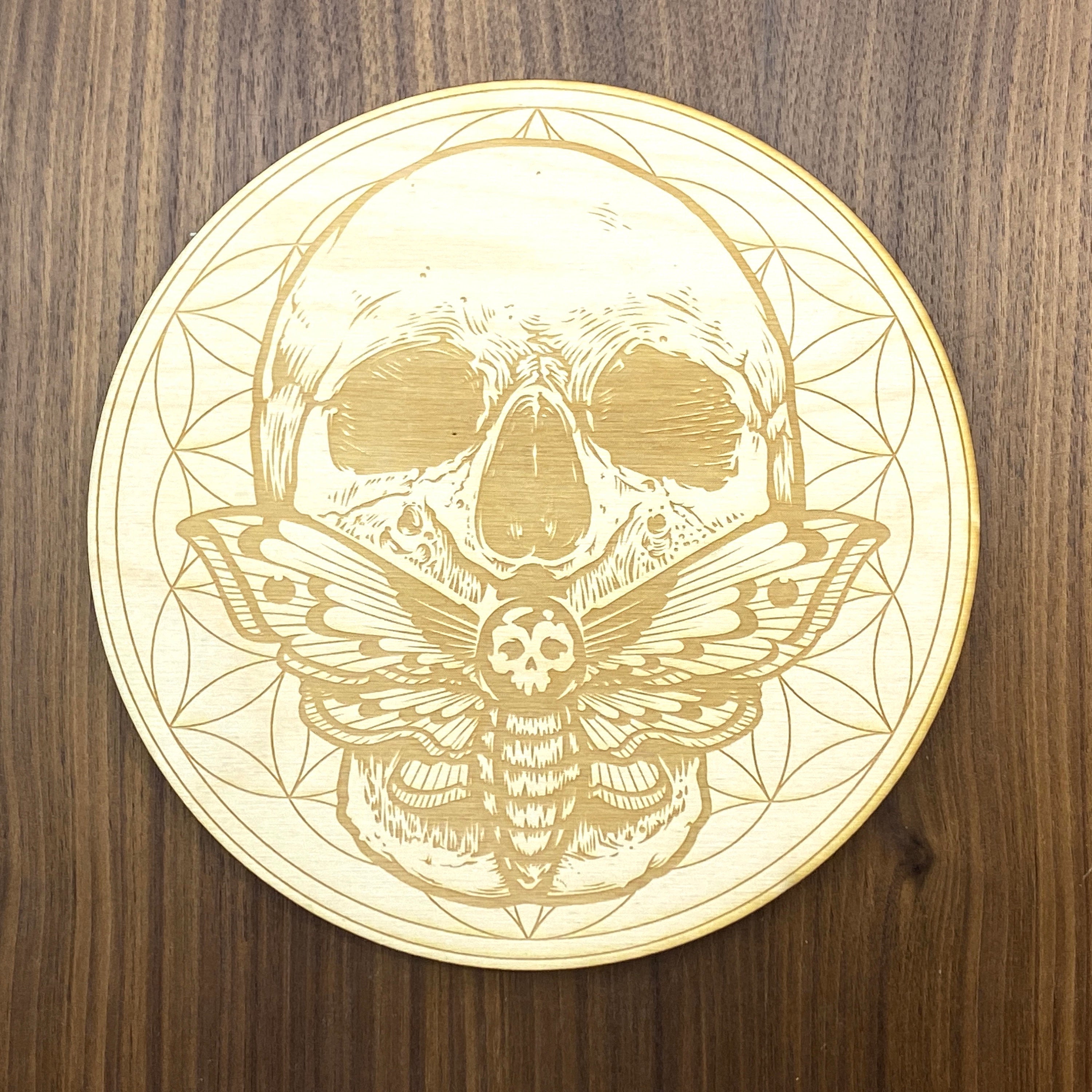 Skull Death Moth Flower of Life Crystal Grid