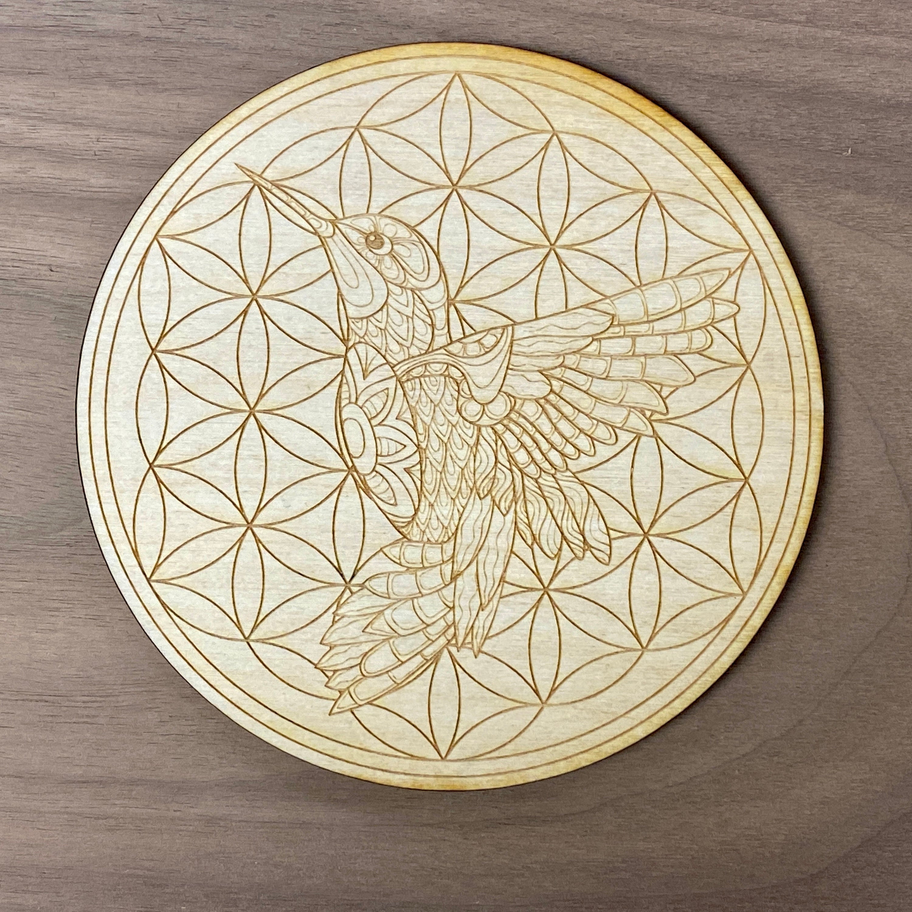 Hummingbird Flower of Life Crystal Grid