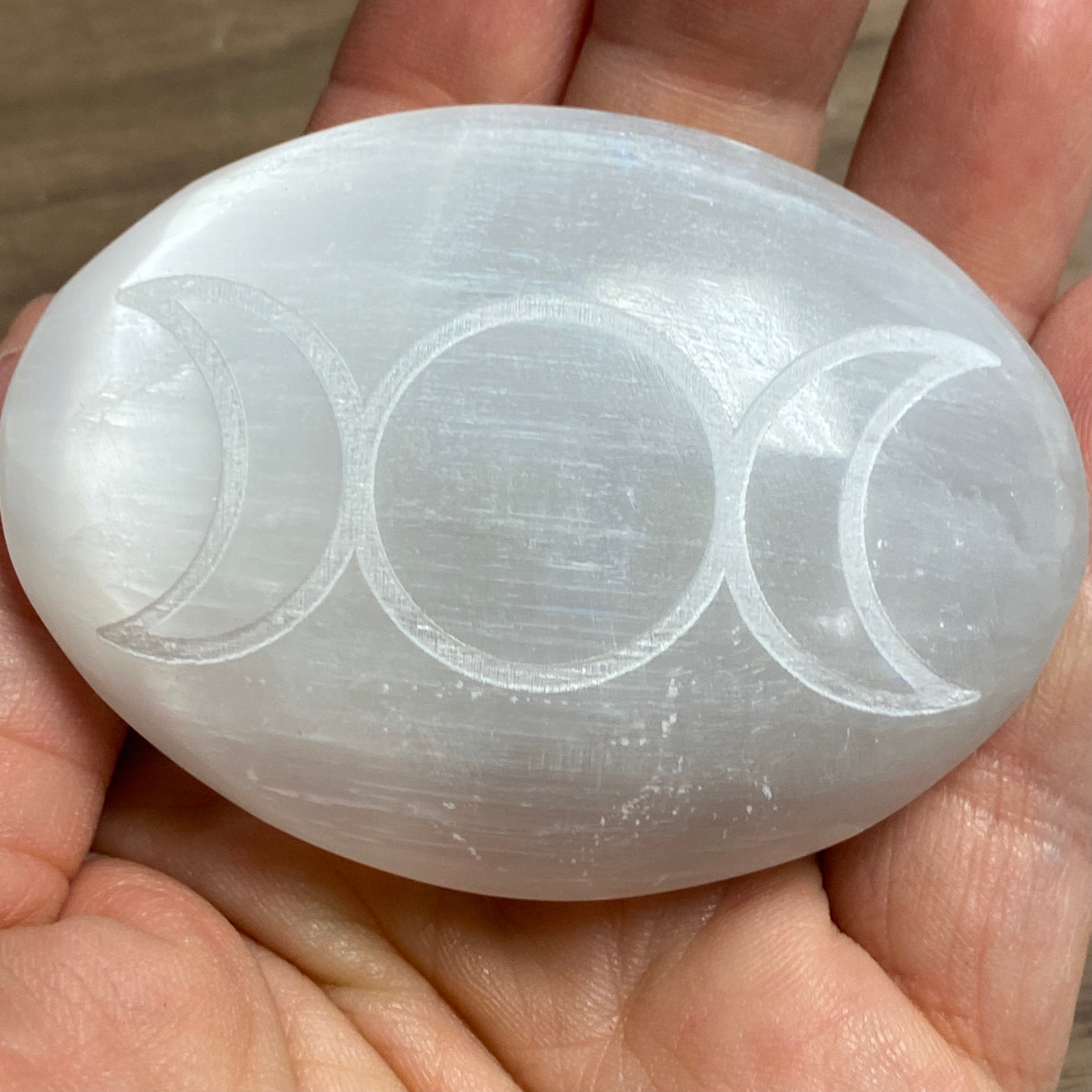 Triple Moon Selenite Palmstone