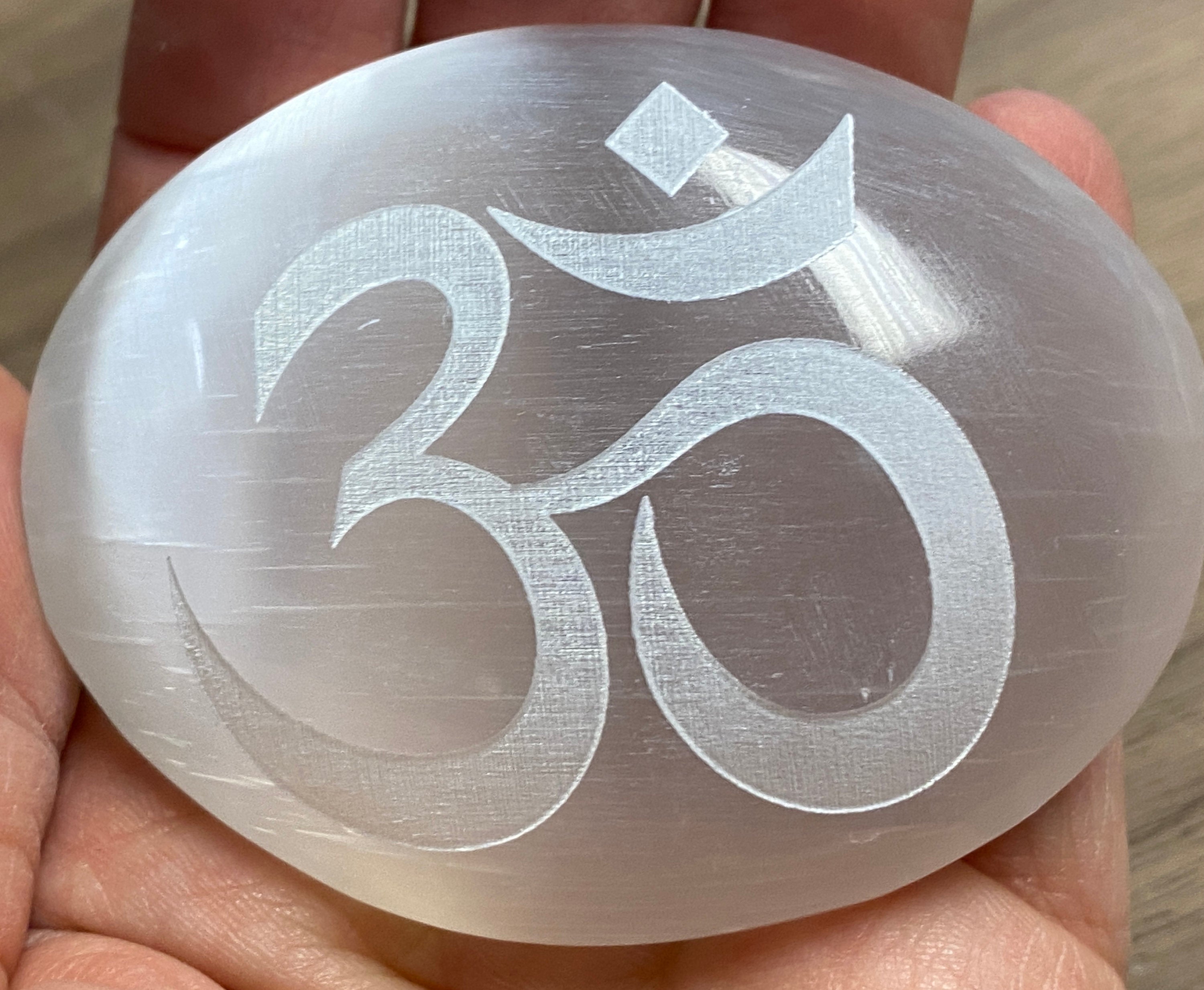 Aum Selenite Palmstone
