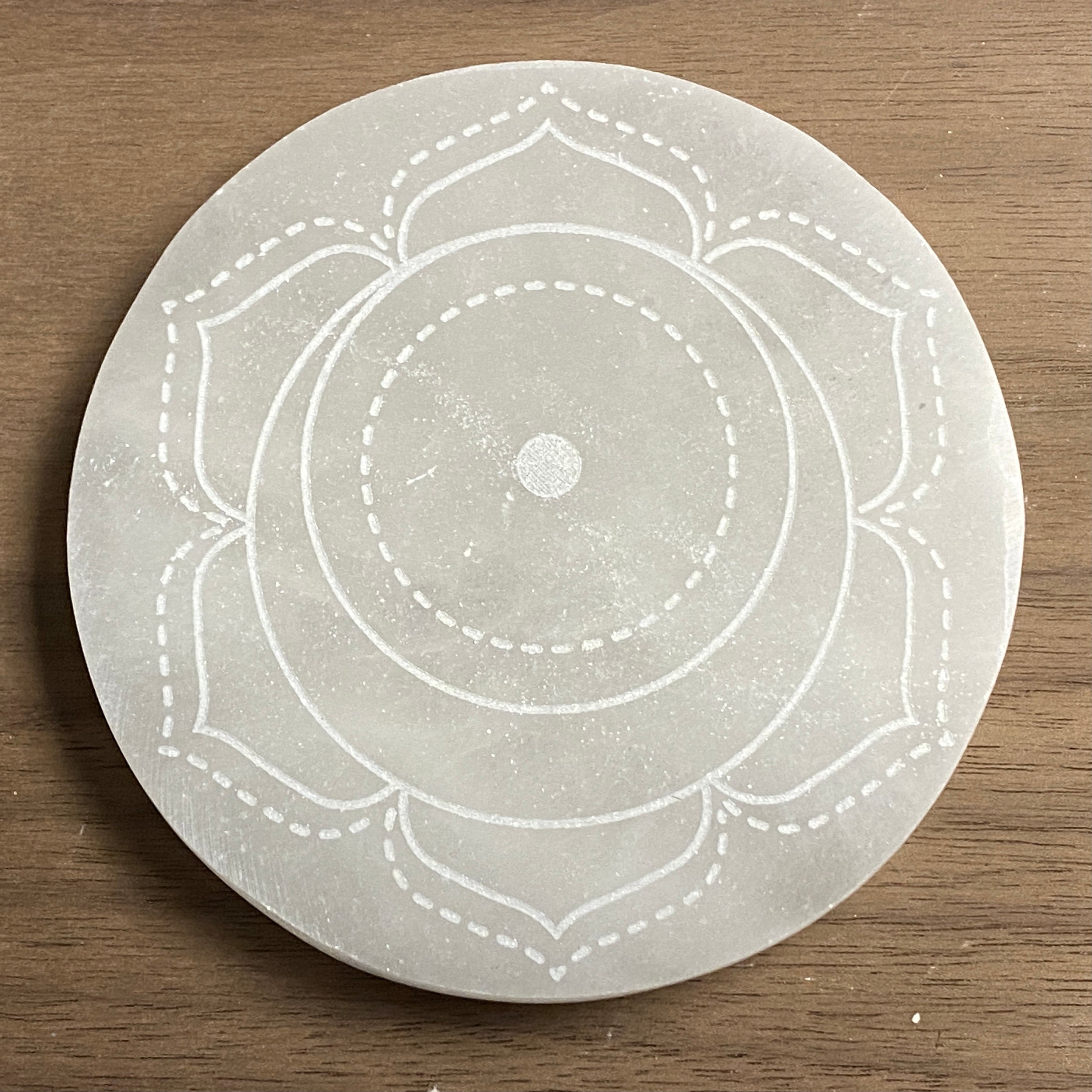 Chakra Selenite Engraved Charging Disc