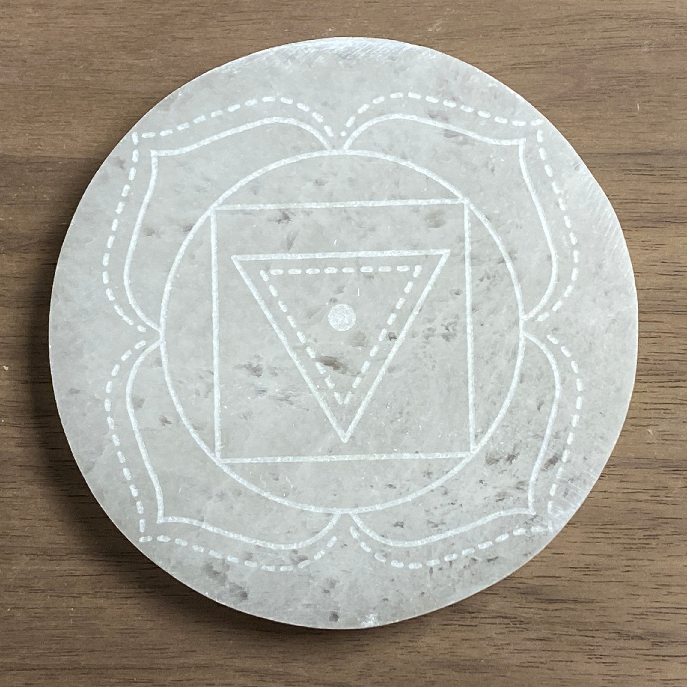 Chakra Selenite Engraved Charging Disc