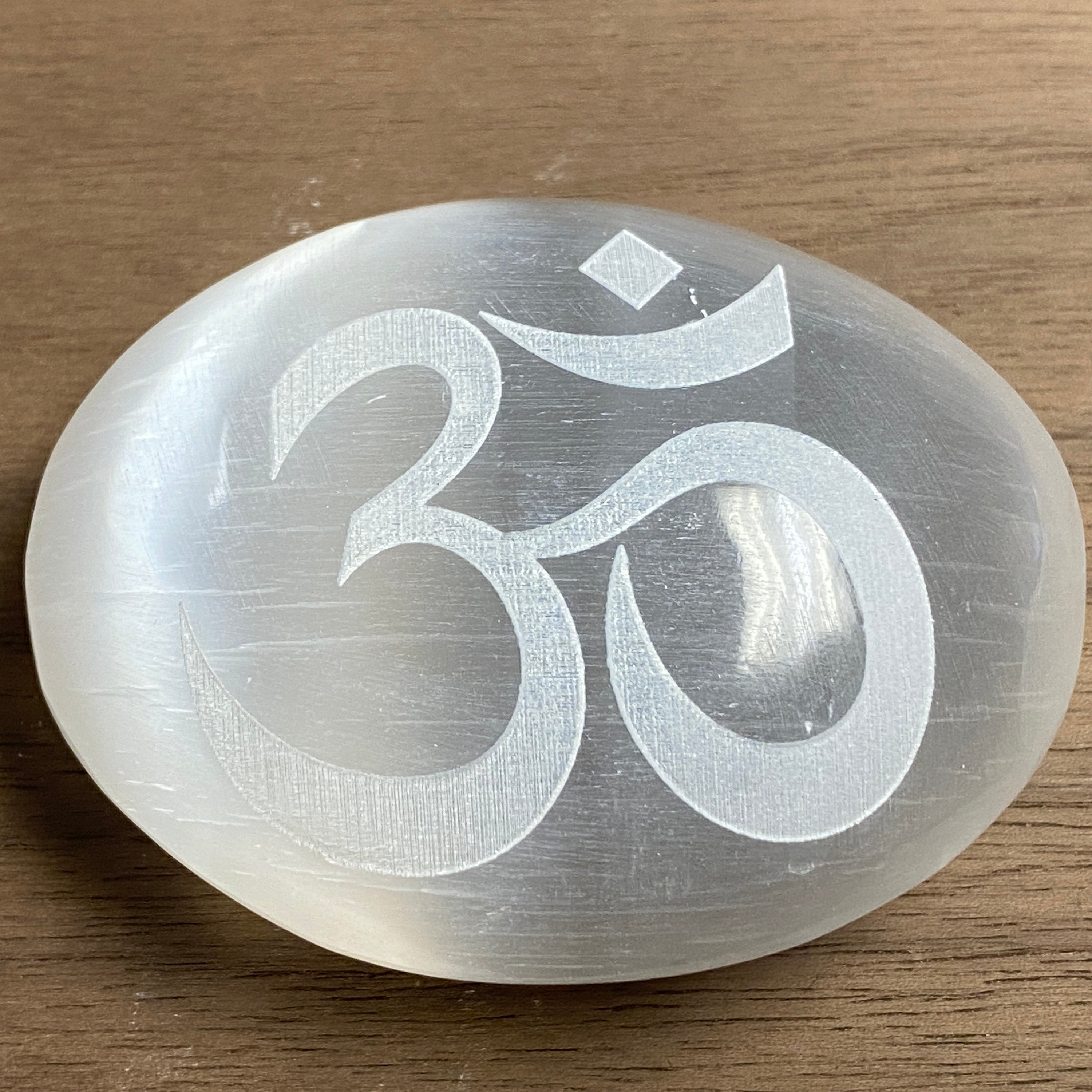 Aum Selenite Palmstone