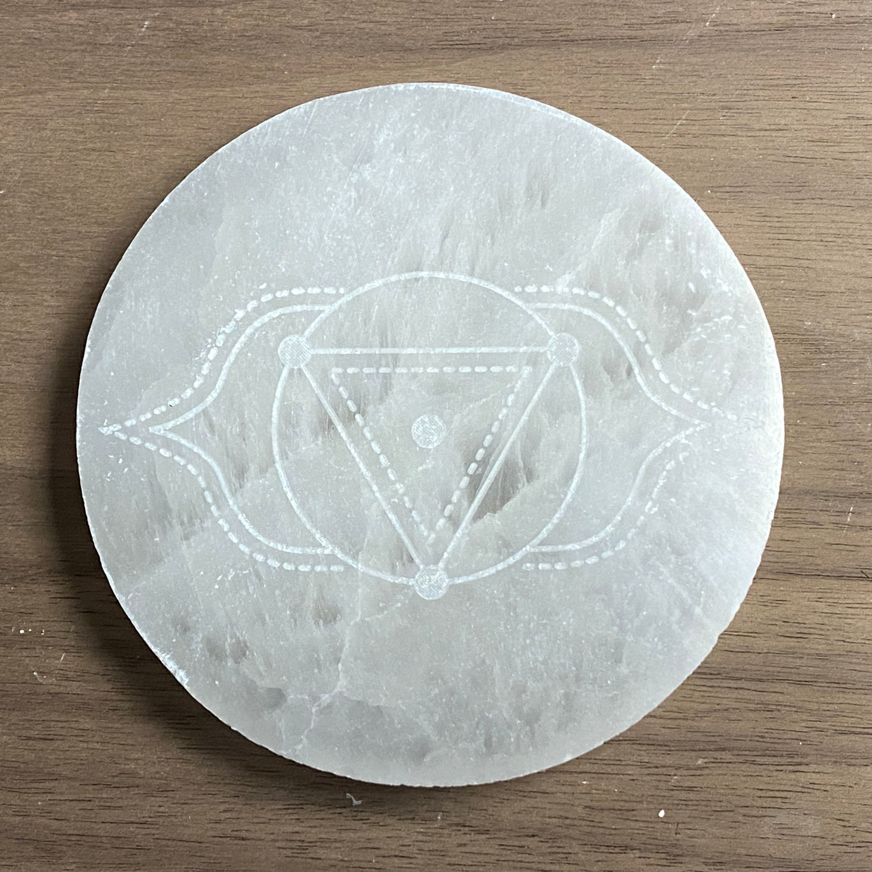 Chakra Selenite Engraved Charging Disc