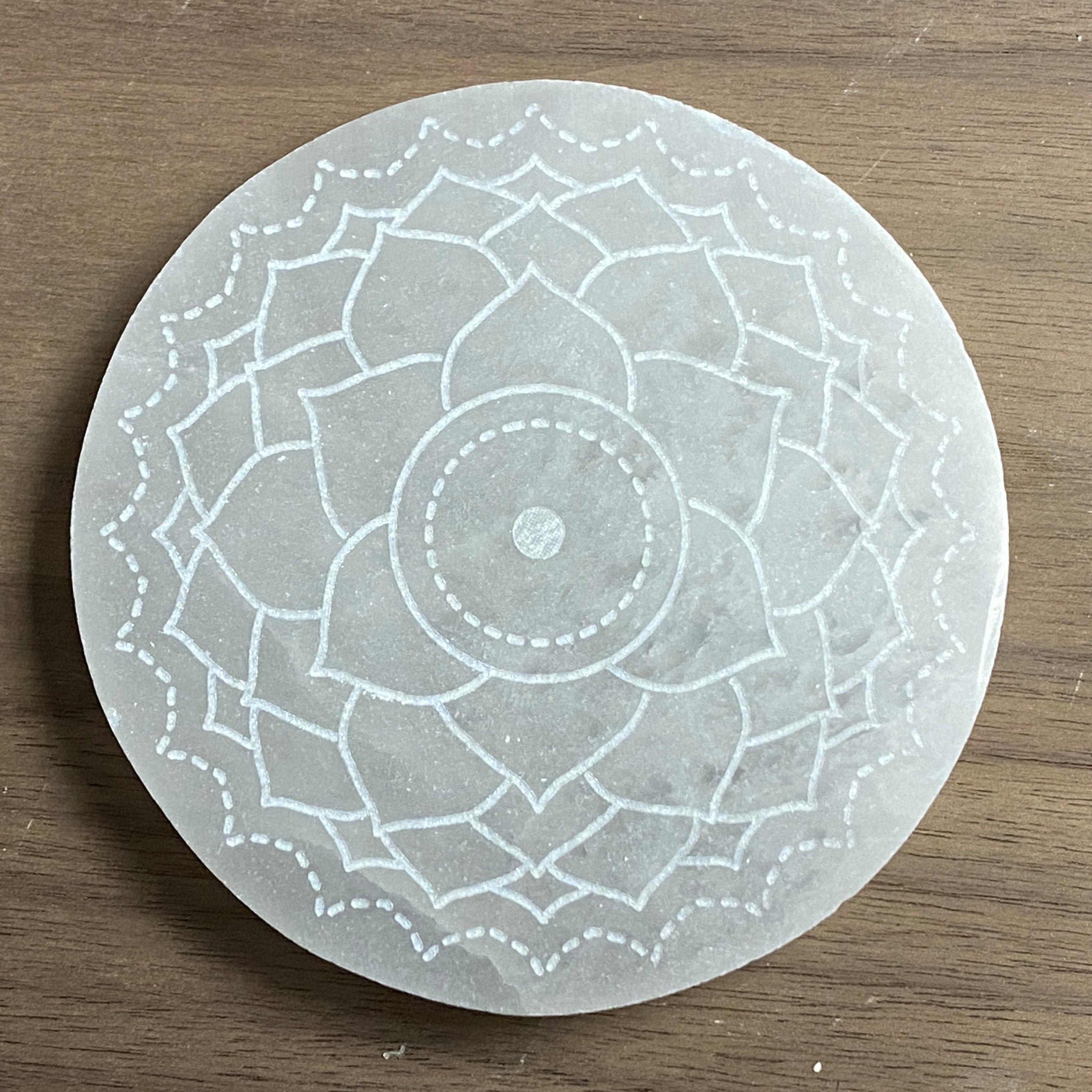 Chakra Selenite Engraved Charging Disc