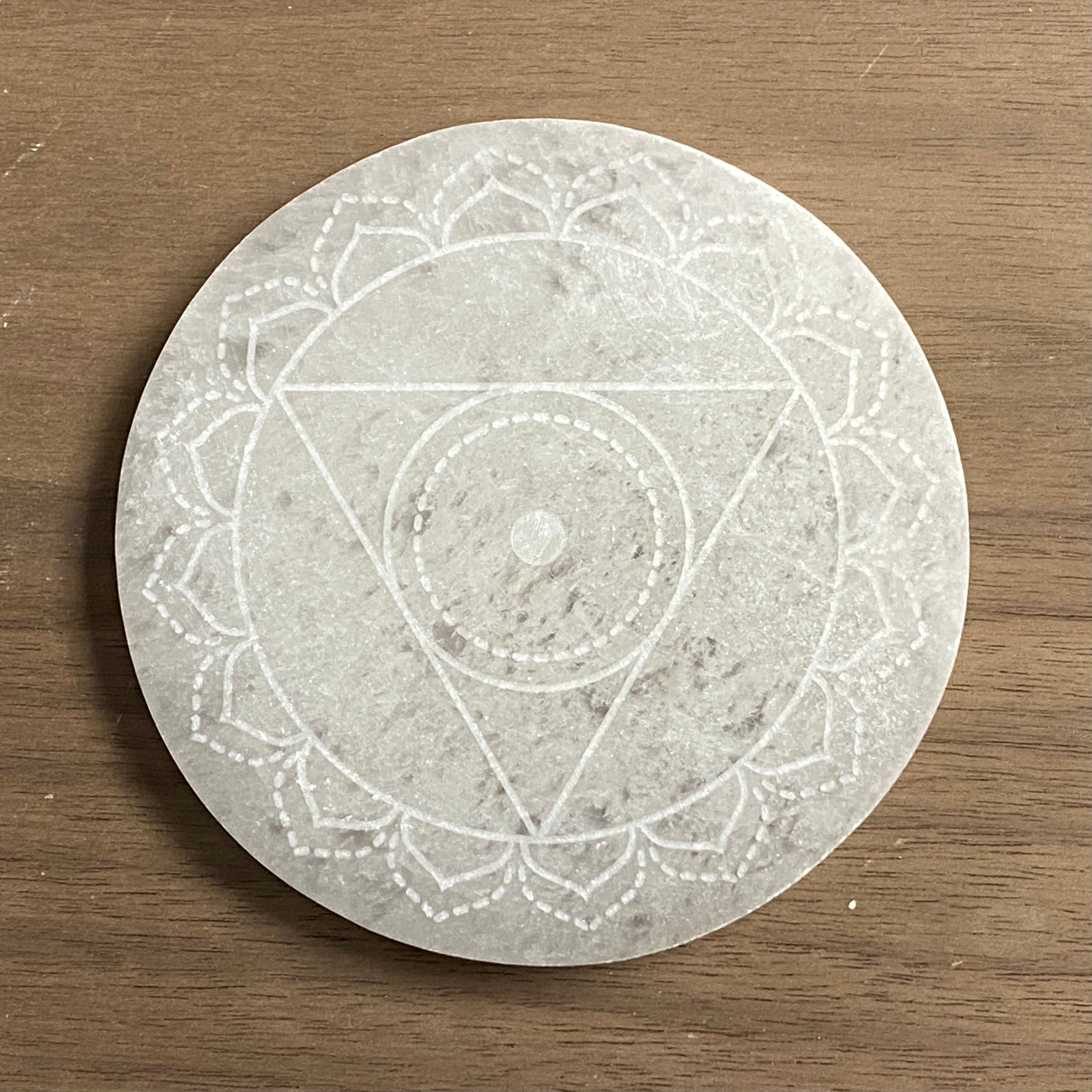 Chakra Selenite Engraved Charging Disc