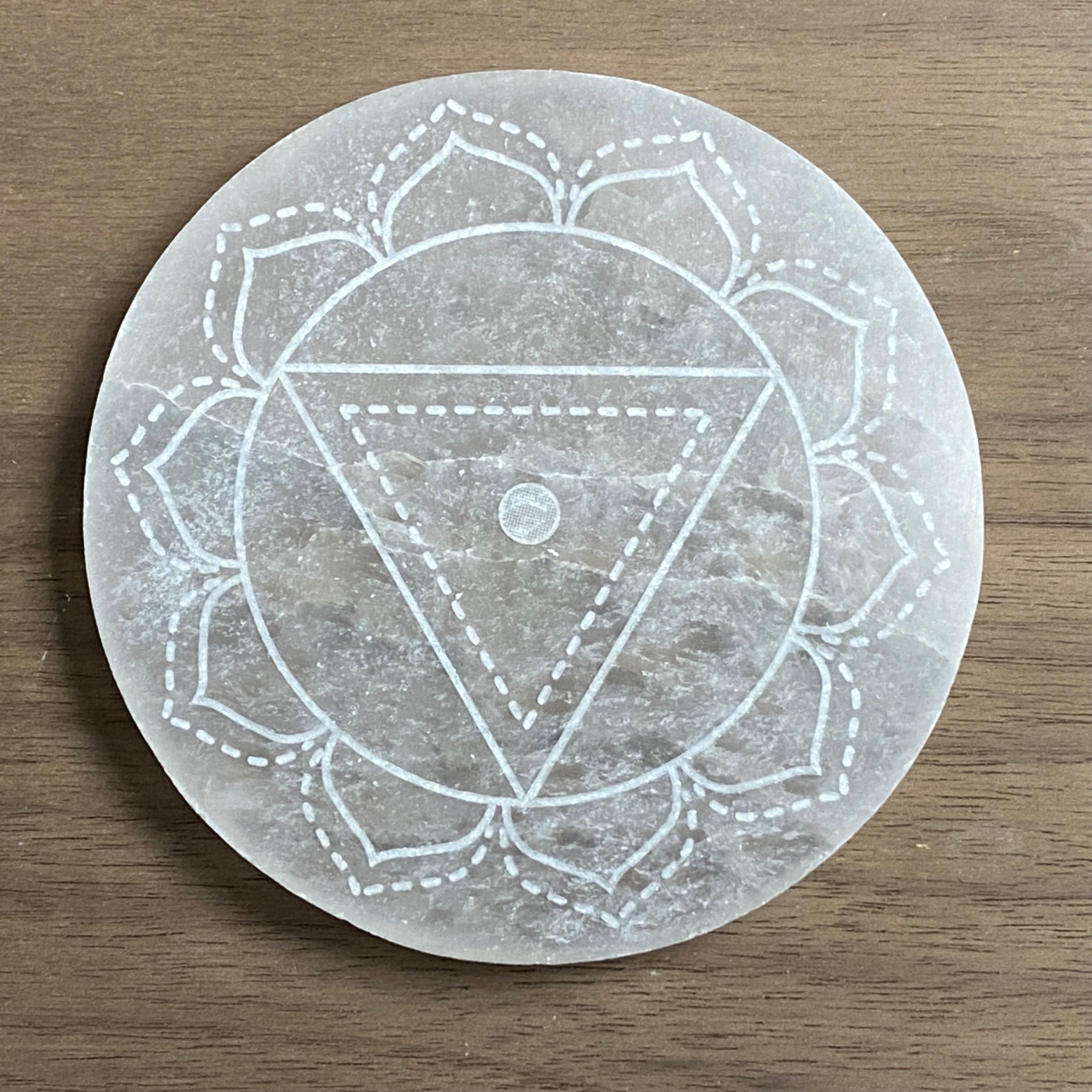 Chakra Selenite Engraved Charging Disc