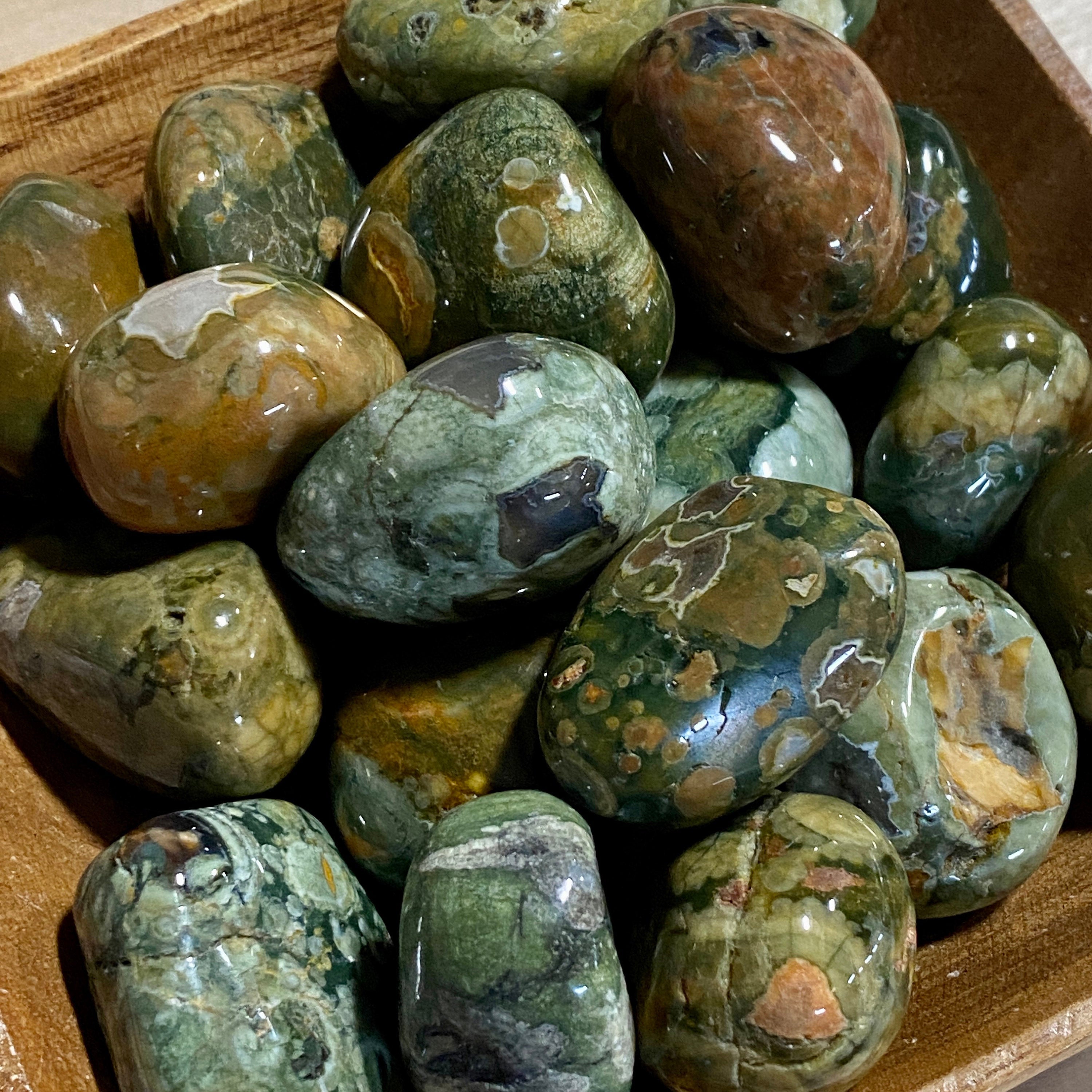 Rhyolite Rainforest Jasper TUMBLED - Tumbled Rhyolite - Tumbled Rainforest Jasper