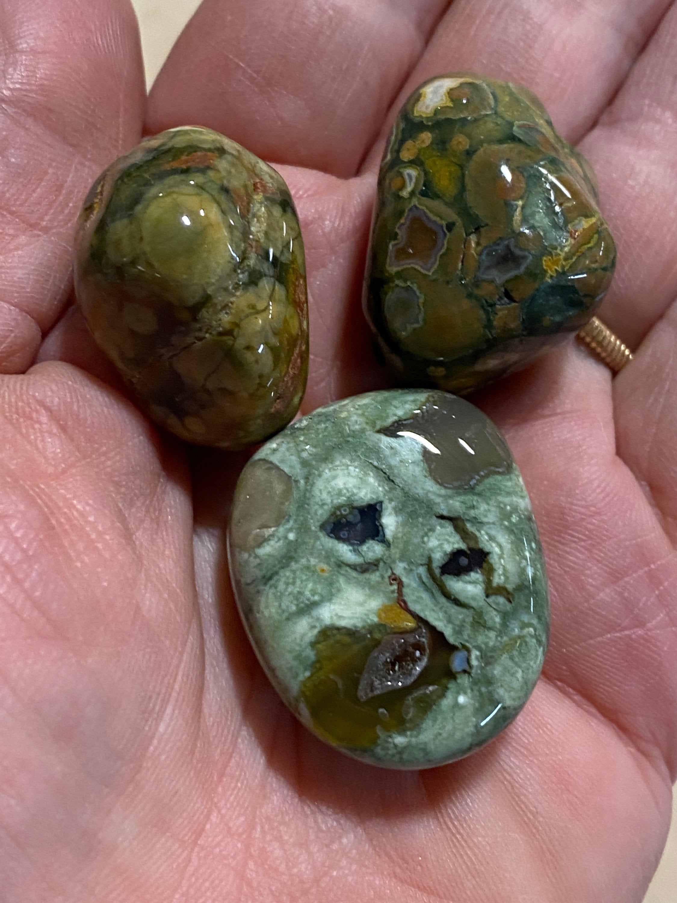 Rhyolite Rainforest Jasper TUMBLED - Tumbled Rhyolite - Tumbled Rainforest Jasper