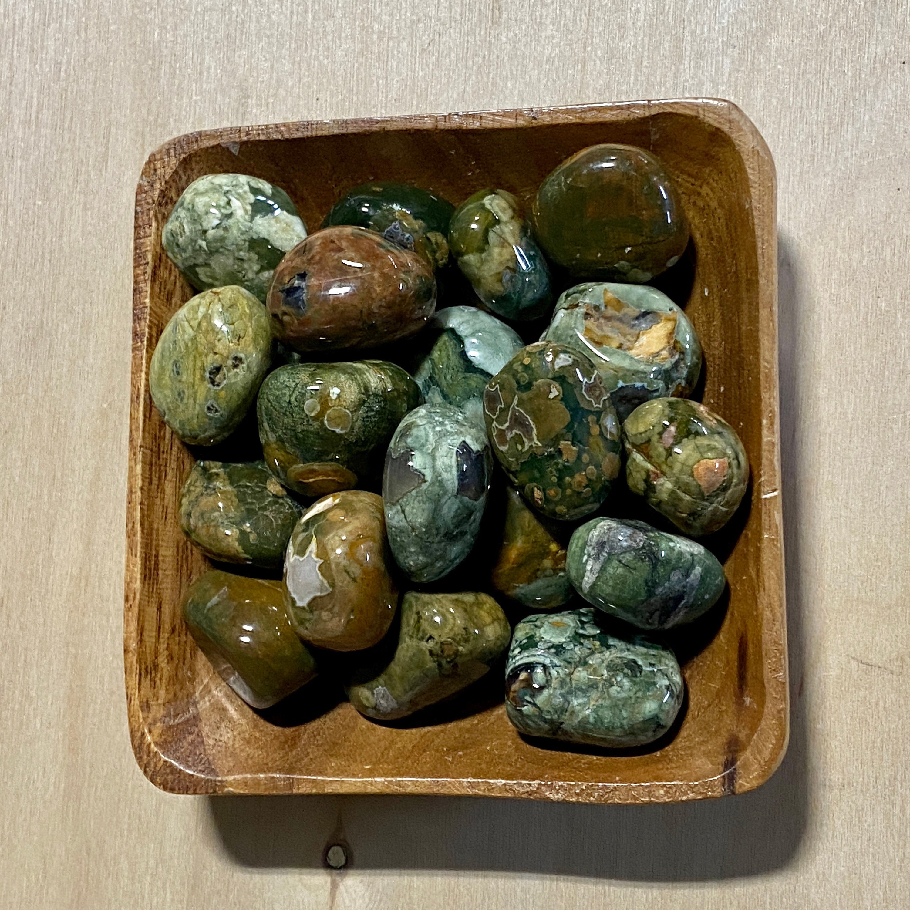 Rhyolite Rainforest Jasper TUMBLED - Tumbled Rhyolite - Tumbled Rainforest Jasper