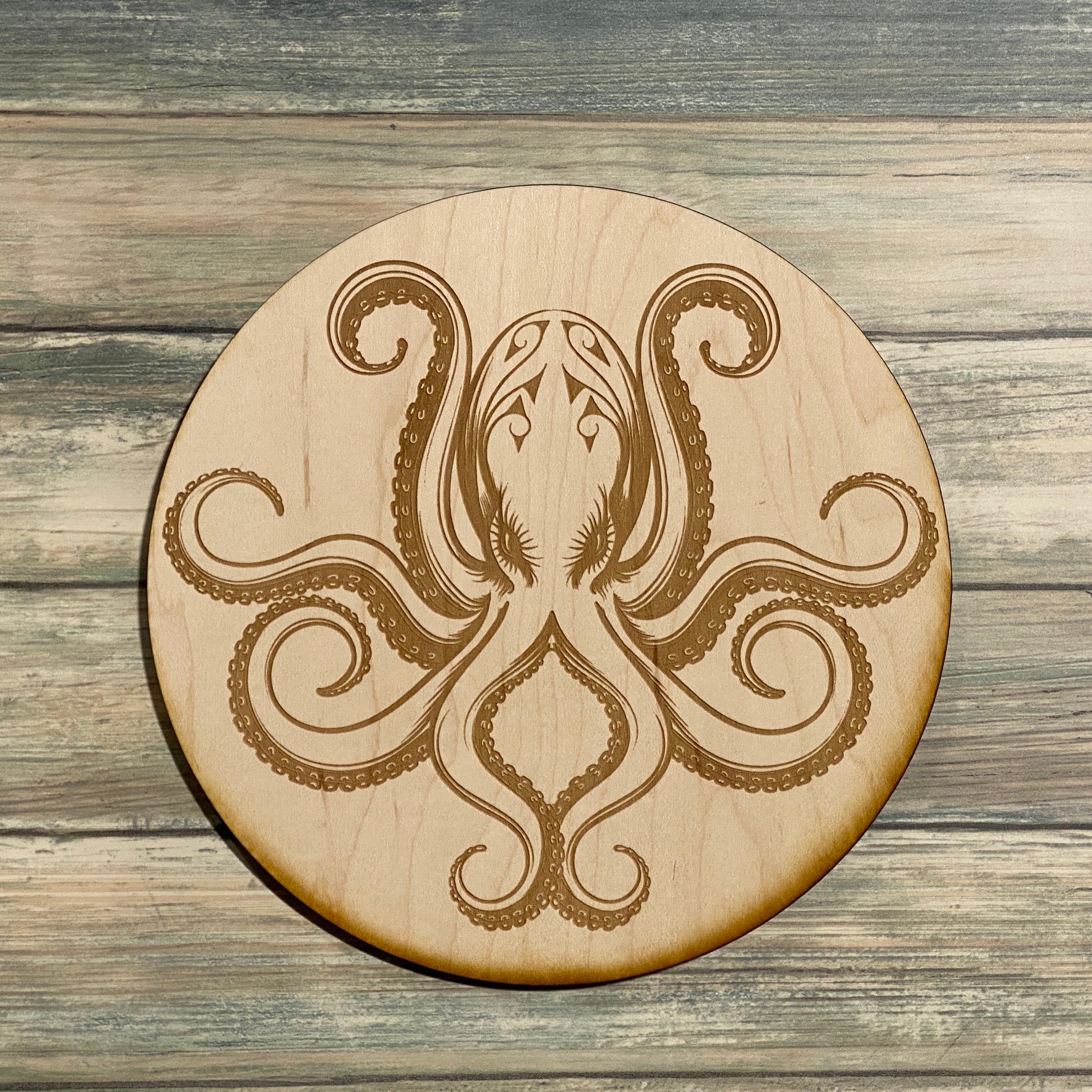 Octopus Crystal Grid    - Altar Decoration - Wood Crystal Grid