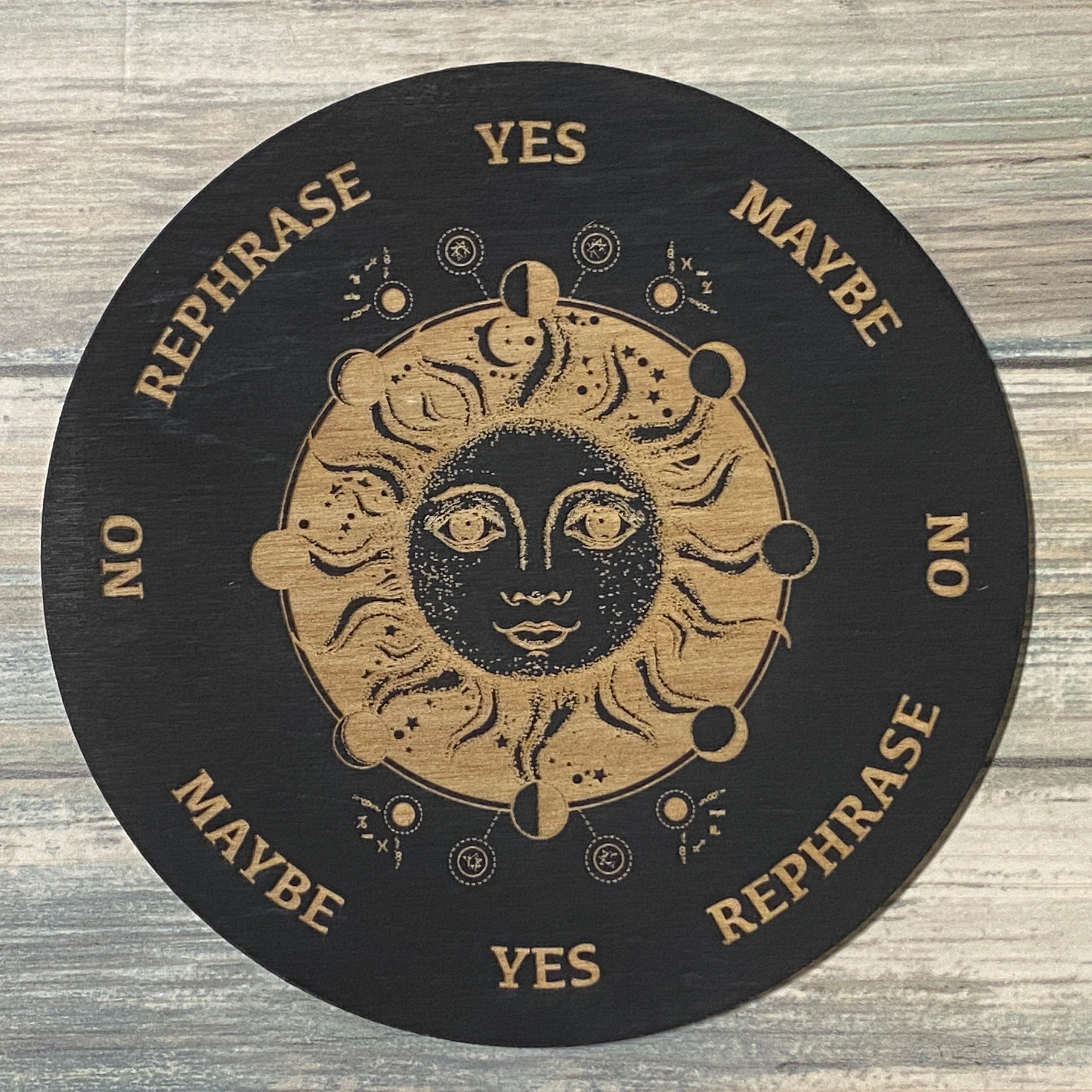 Sun Moon Phase Pendulum Board - Sun Moon Phase Divination Board - Altar Decoration