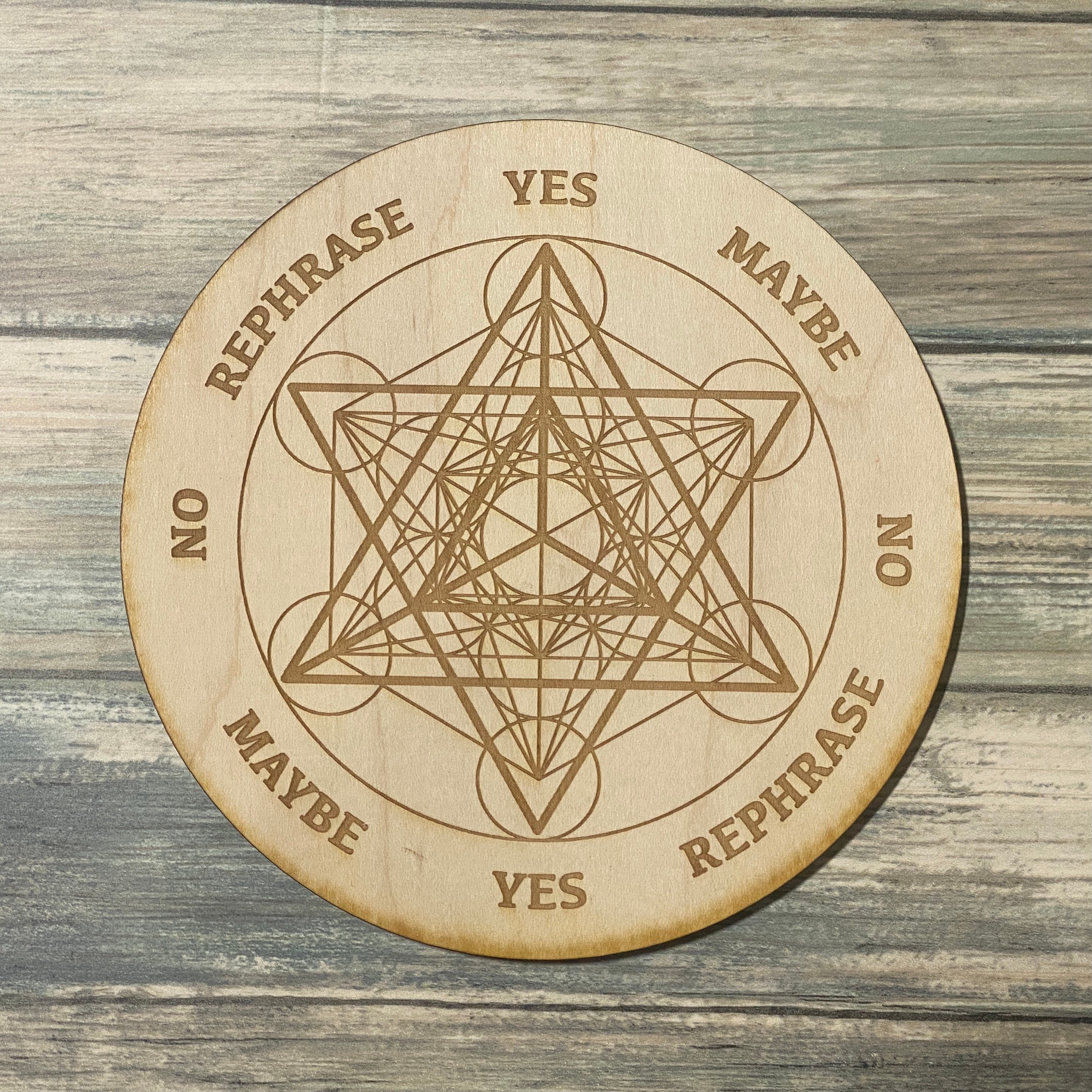 Merkaba Metatron's Cube Pendulum Board - Merkaba Divination Board - Altar Decoration - Sacred Geometry