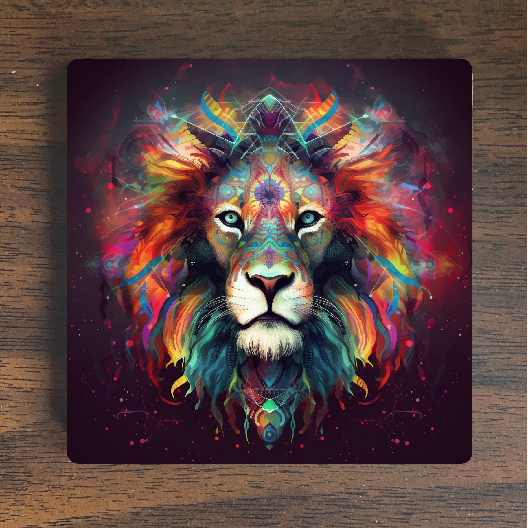 Playful Roar Psychedelic Lion Magnet - Lion Refrigerator Magnet -  Spiritual Magnet -  Refrigerator Magnet