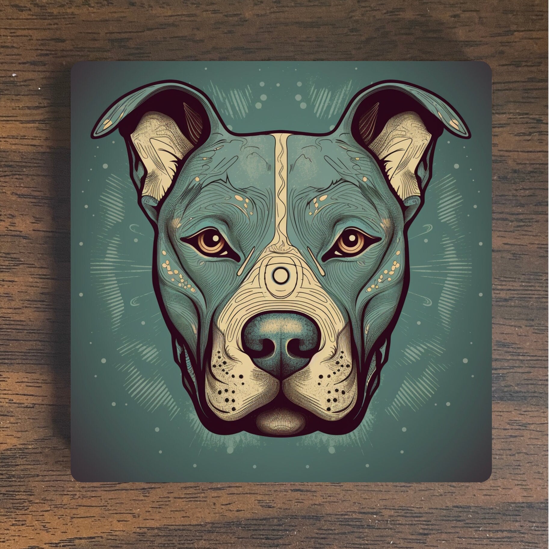 Groovy Blue Retro Pit Bull Magnet - Doggone Cool with a Vintage Vibe - Retro Magnet - Pit Bull Retro Magnet