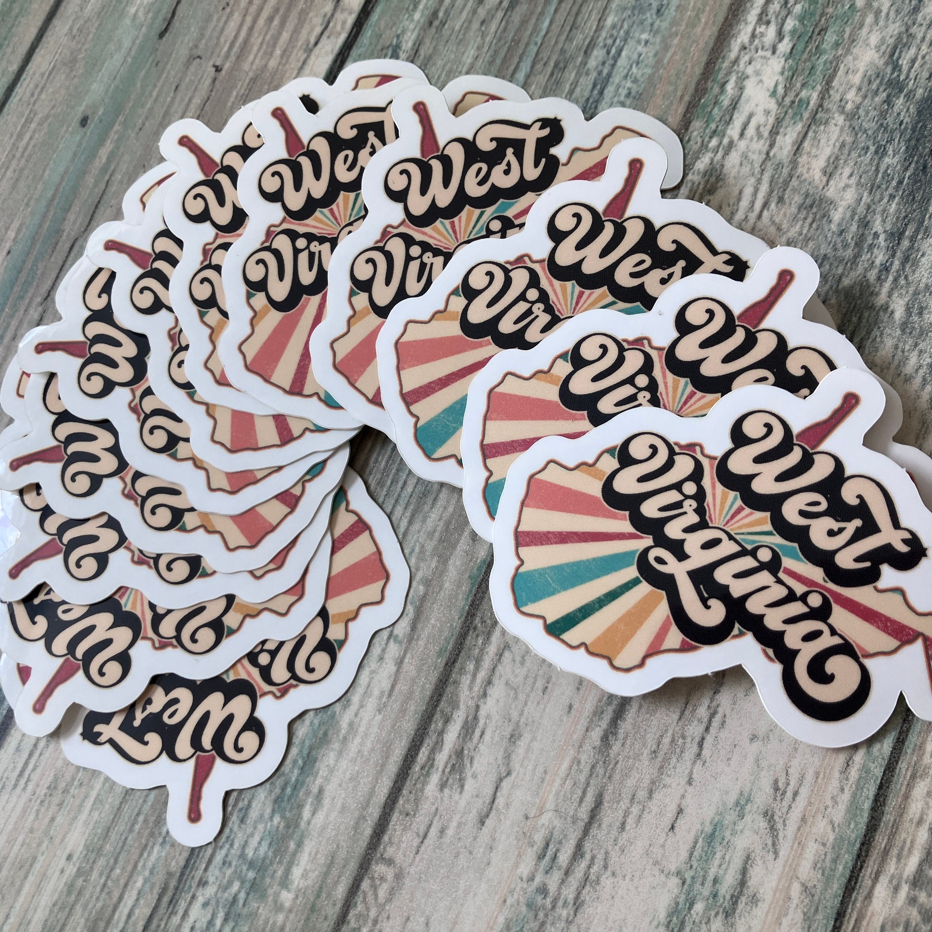West Virginia Sticker - Vinyl Sticker - Vinyl WV Sticker - Retro Sticker - Vintage Sticker - Retro West Virginia Sticker - Retro WV Sticker
