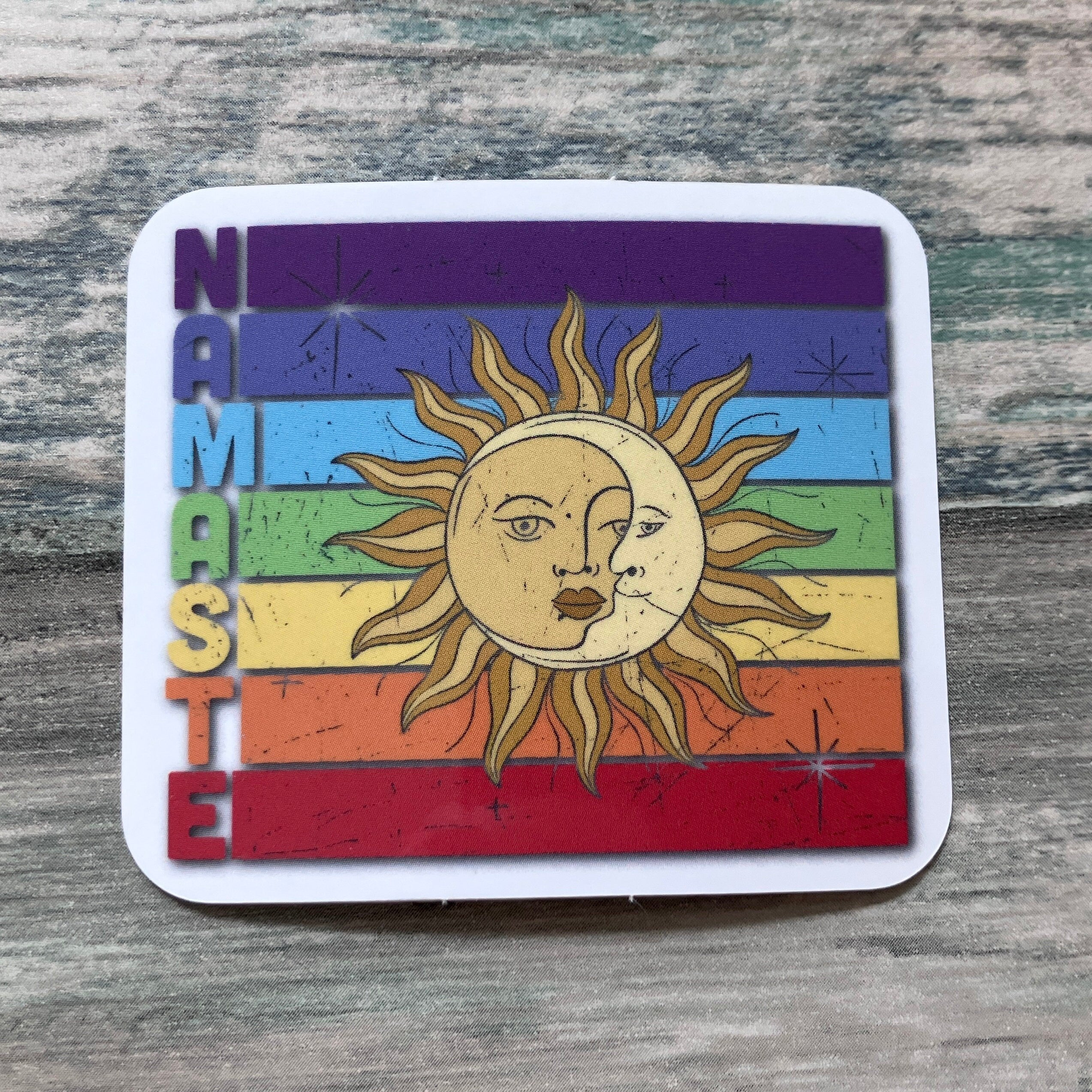 Namaste Sun Sticker - Vinyl Sticker - Vinyl Chakra Sticker - Spiritual Sticker - Namaste Sticker - Laptop Sticker - Water Bottle Sticker