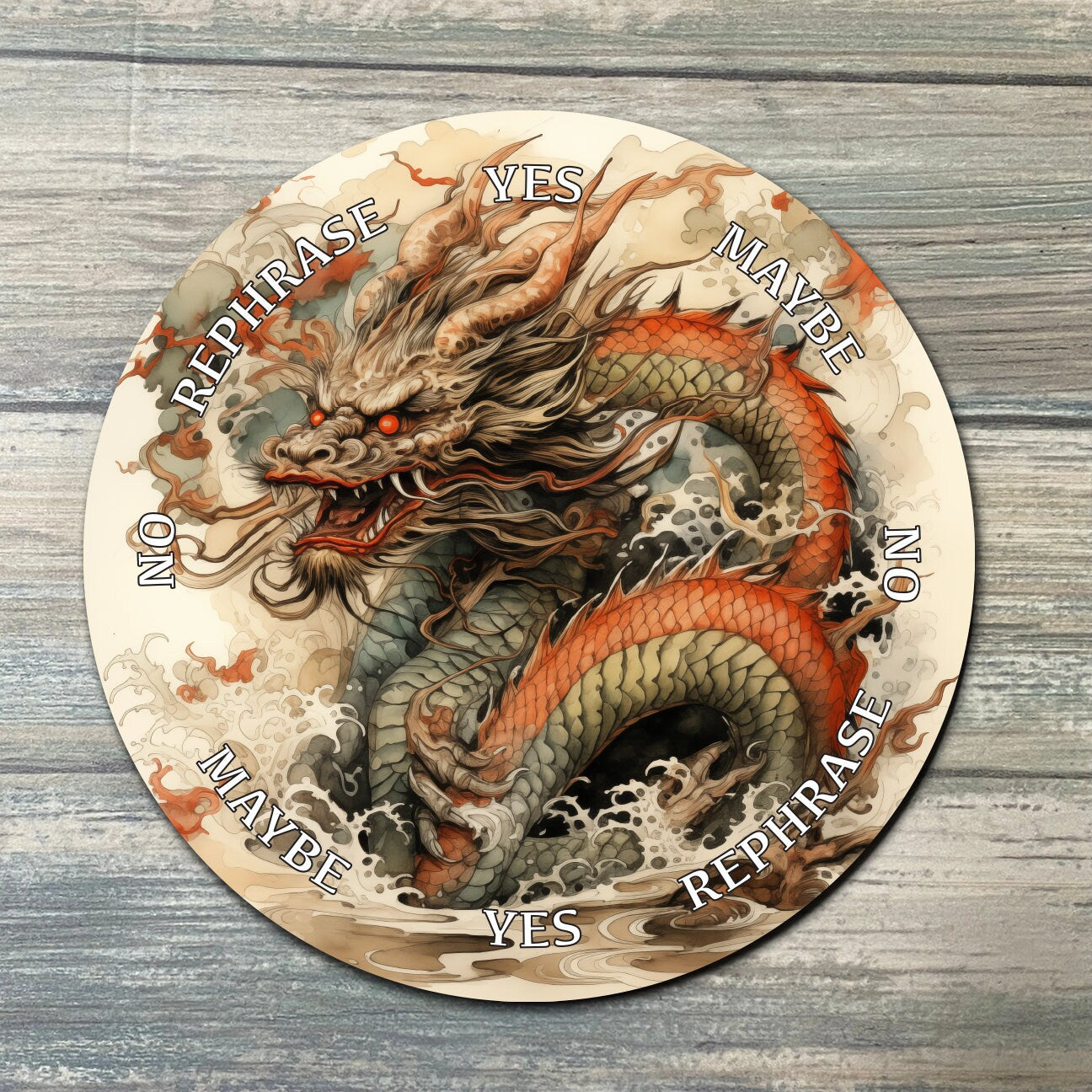 Dragon Pendulum Board - Japanese Dragon Divination Board - Full Color - Altar Decoration