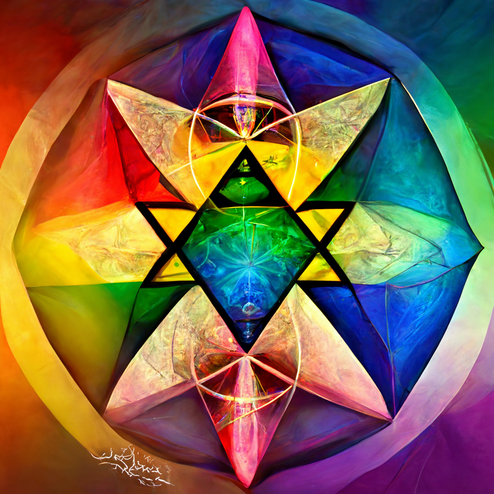 Abstract Rainbow Merkaba Series