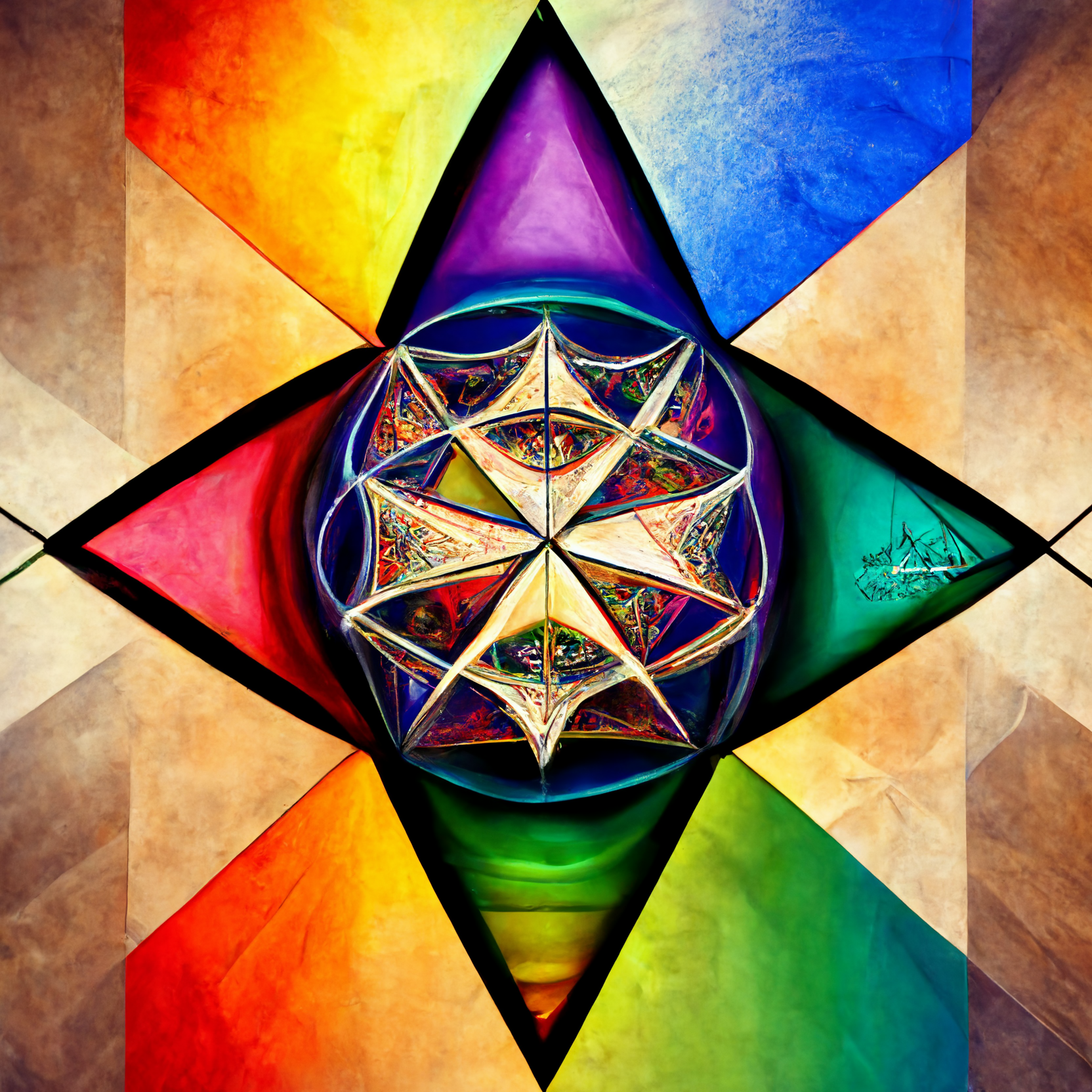 Abstract Rainbow Merkaba Series