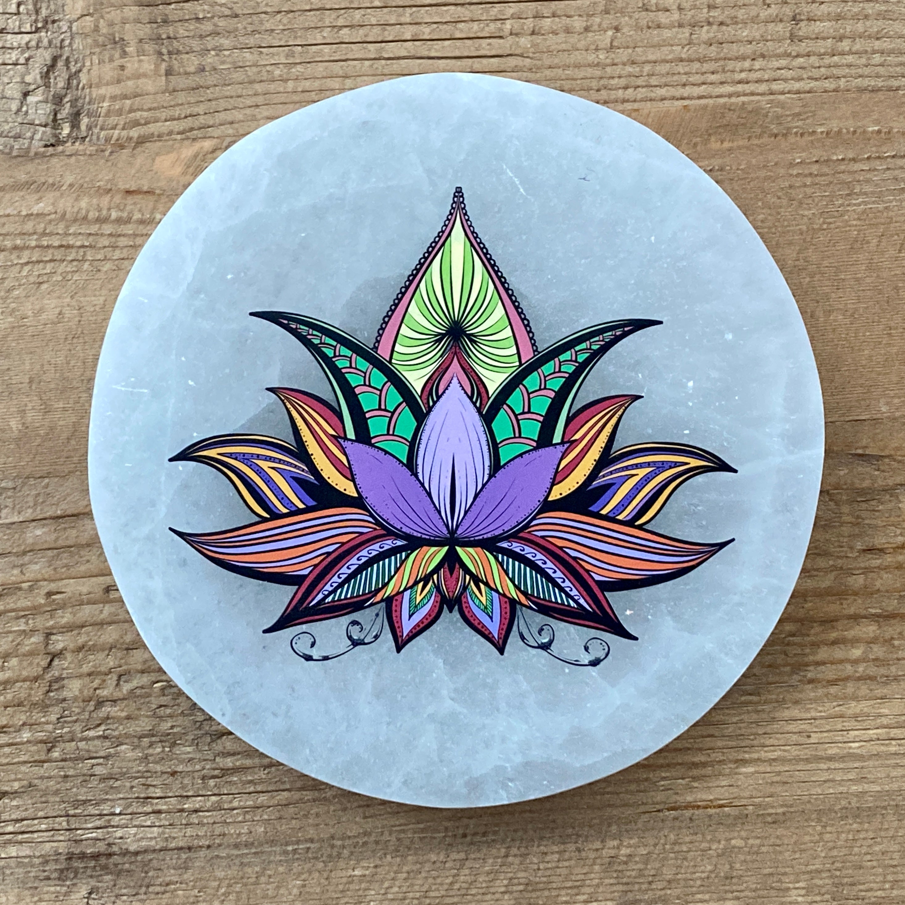 Lotus Selenite Disc - Color
